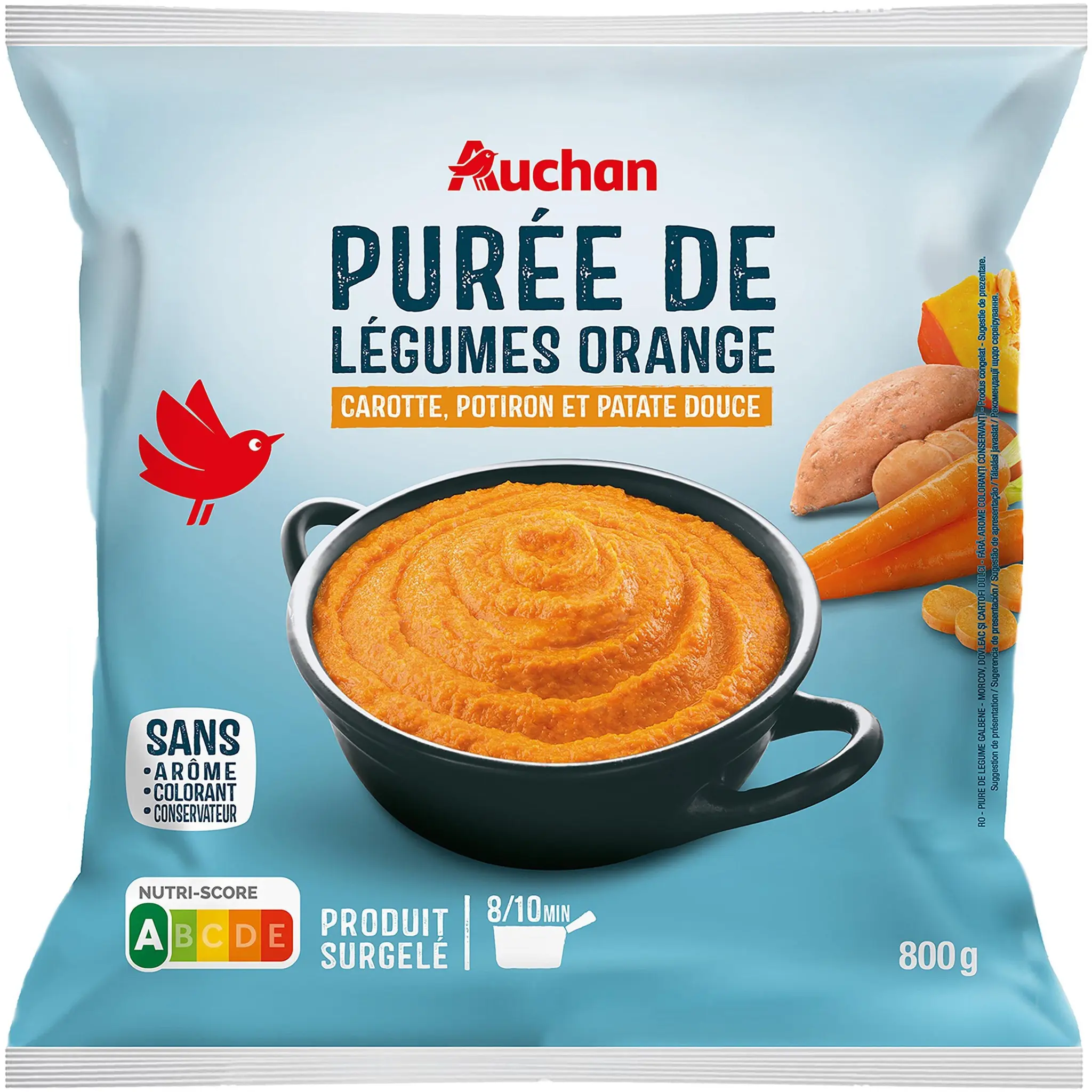 AUCHAN Purée carotte, potiron et patate douce