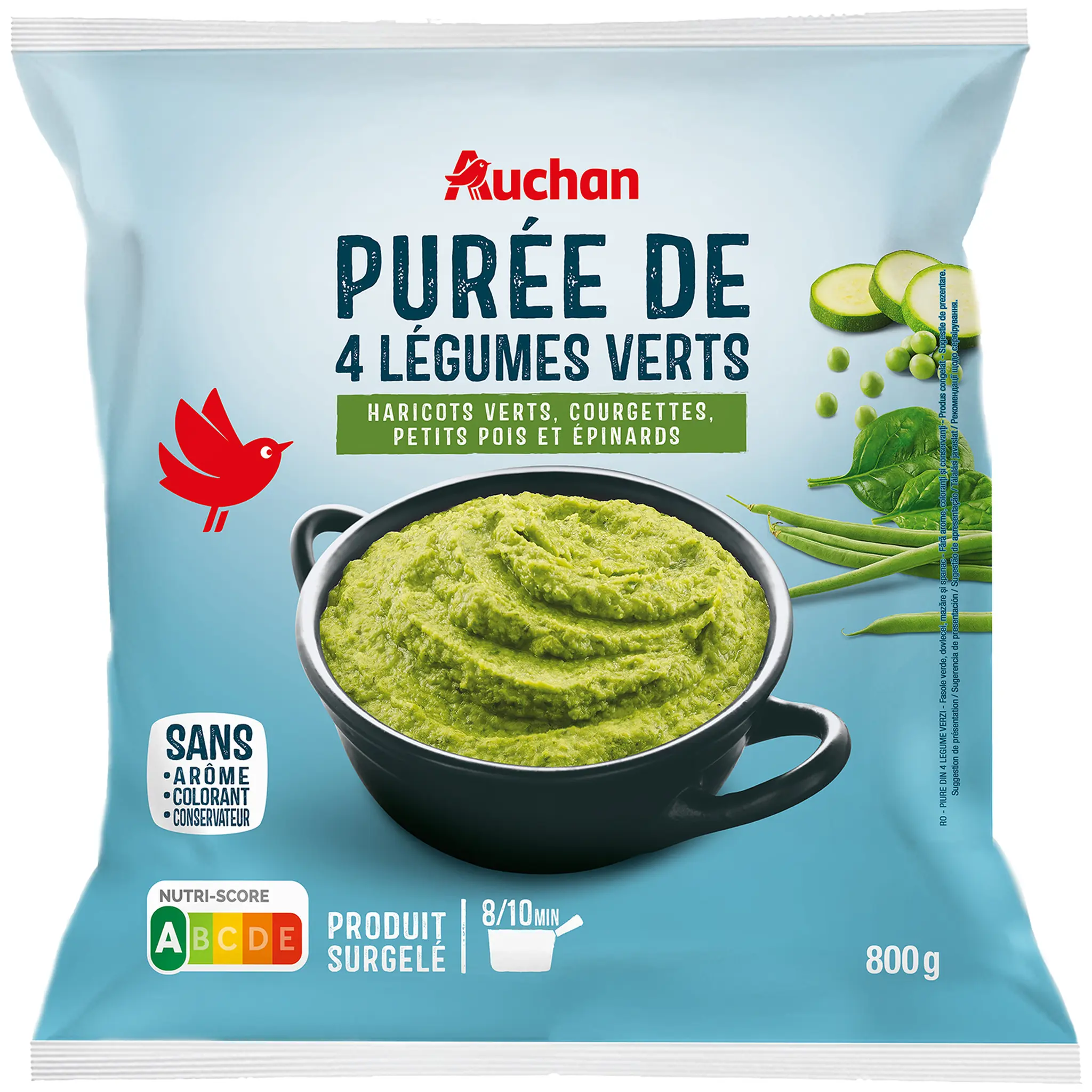 AUCHAN Purée aux 4 légumes verts