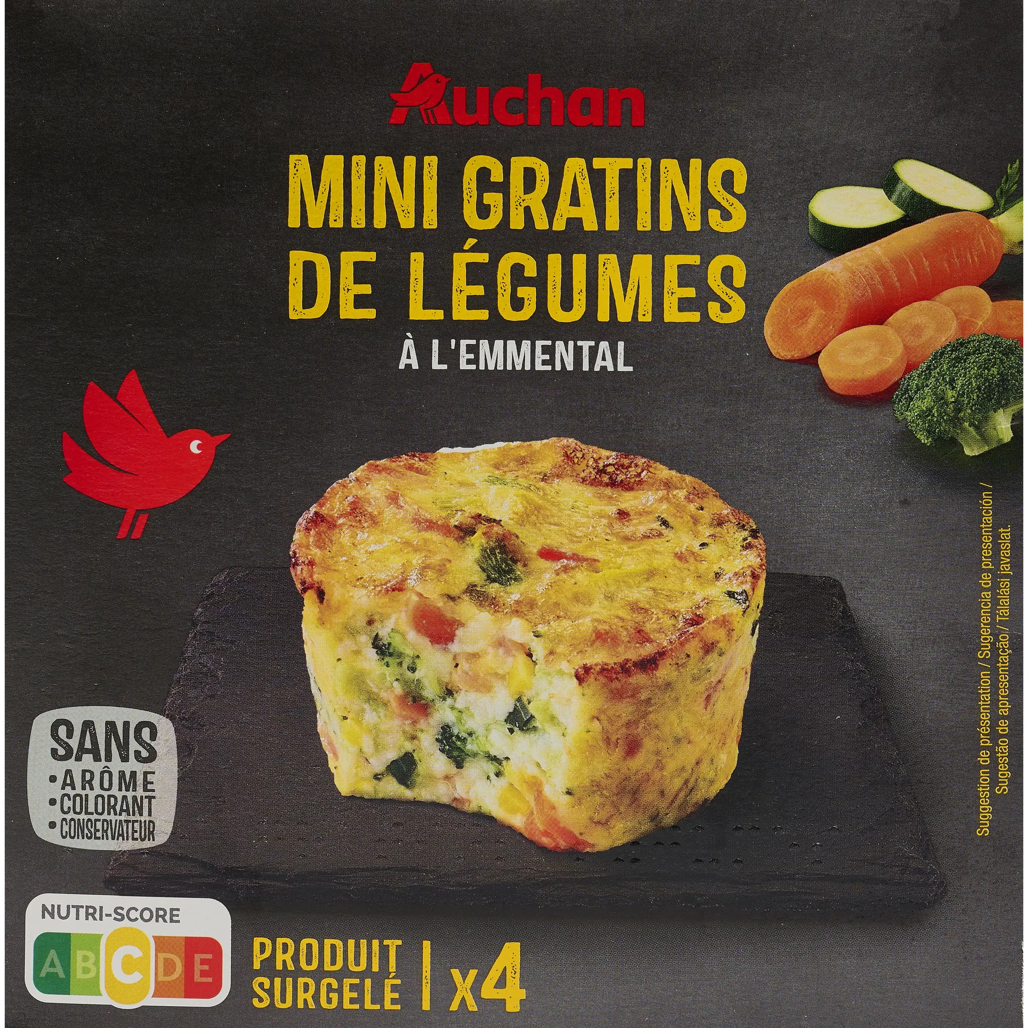 AUCHAN Mini gratins aux légumes crème fraîche et emmental