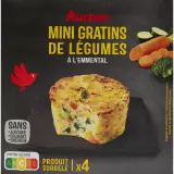 AUCHAN Mini gratins aux légumes crème fraîche et emmental