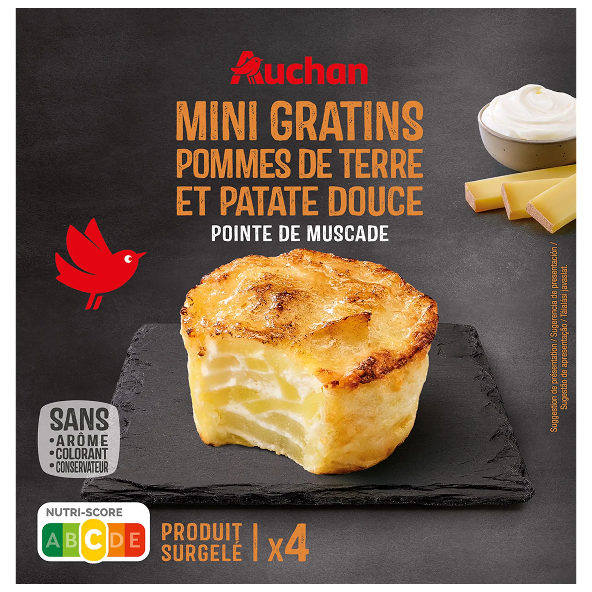 AUCHAN Mini gratins pommes de terre patate douce crème fraîche et muscade