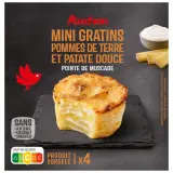 AUCHAN Mini gratins pommes de terre patate douce crème fraîche et muscade