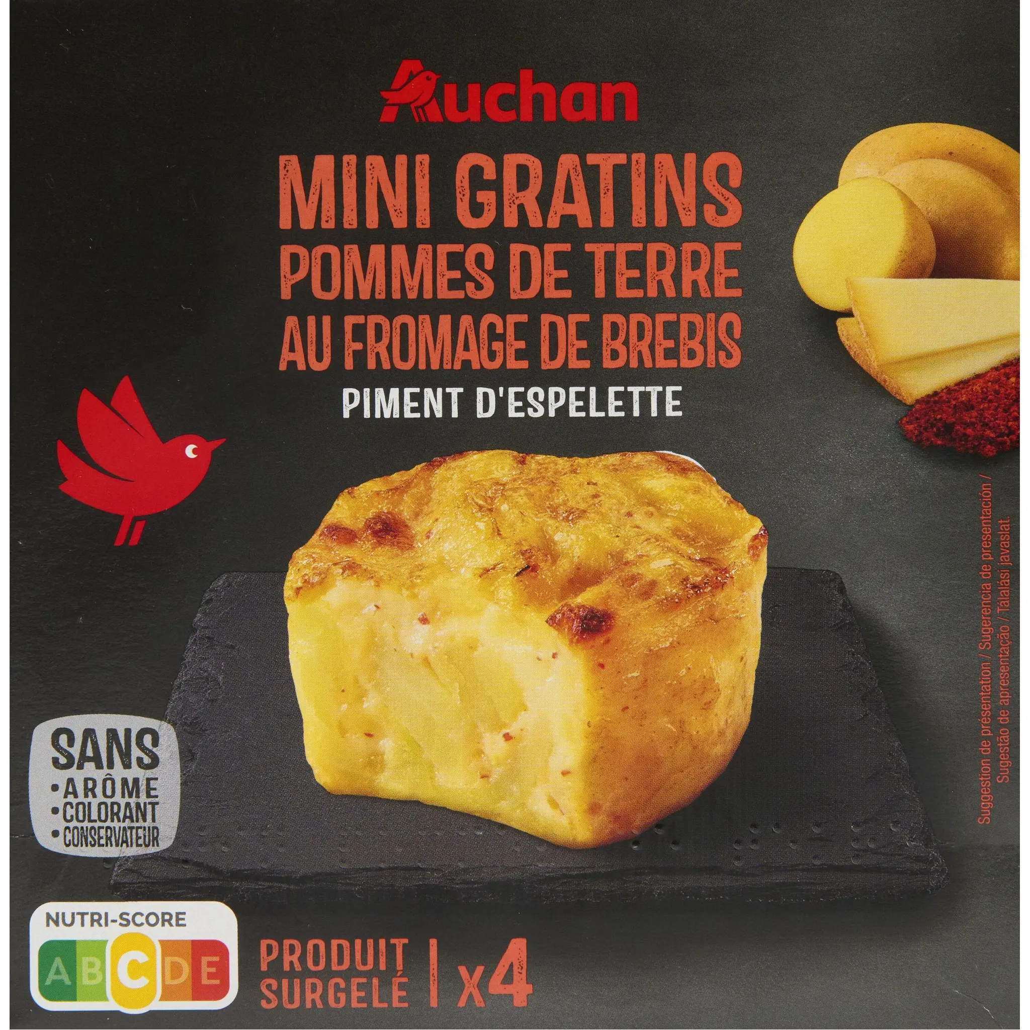 AUCHAN Mini gratins de pommes de terre au fromage de brebis piment d'Espelette