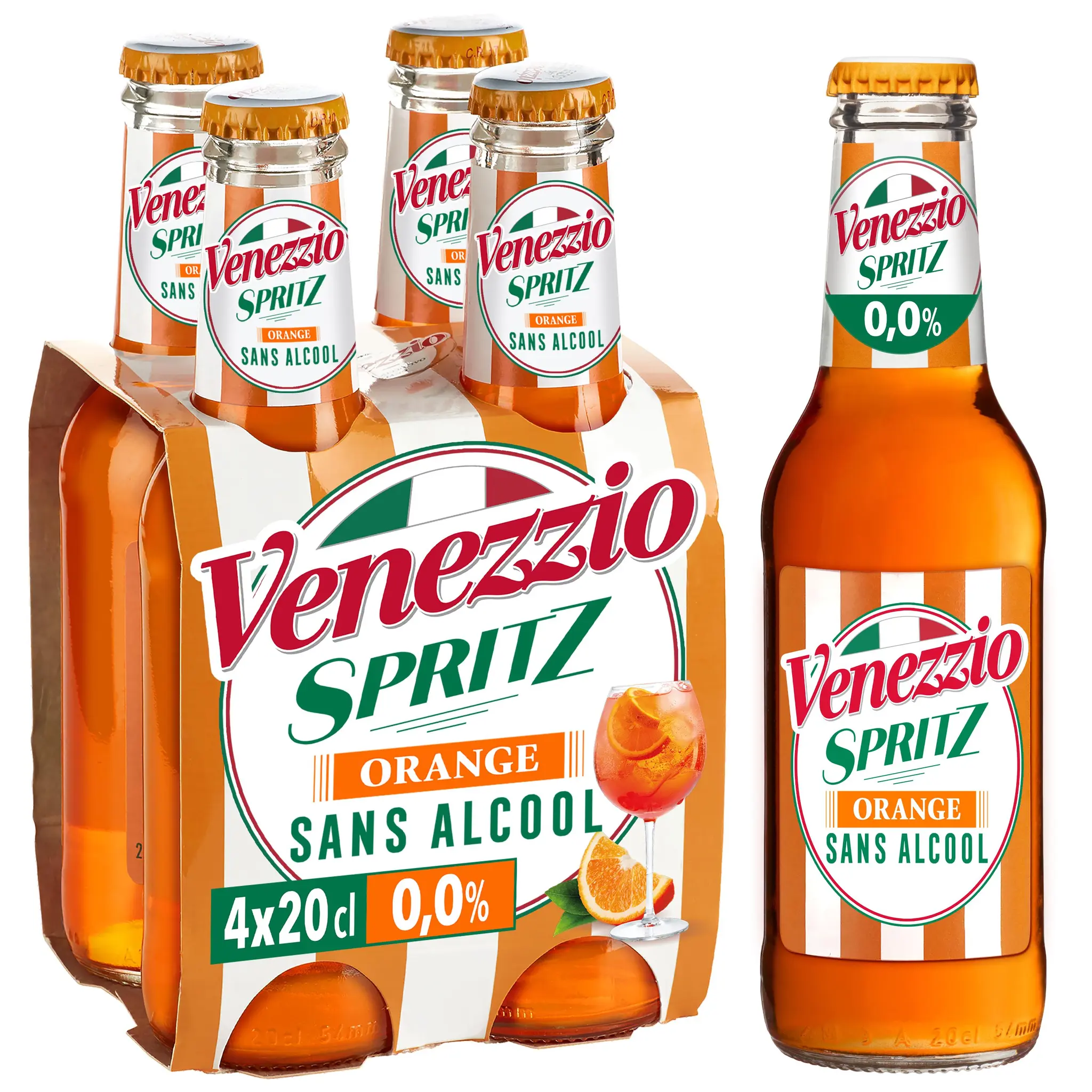 VENEZZIO Apéritif pétillant sans alcool goût orange bouteille
