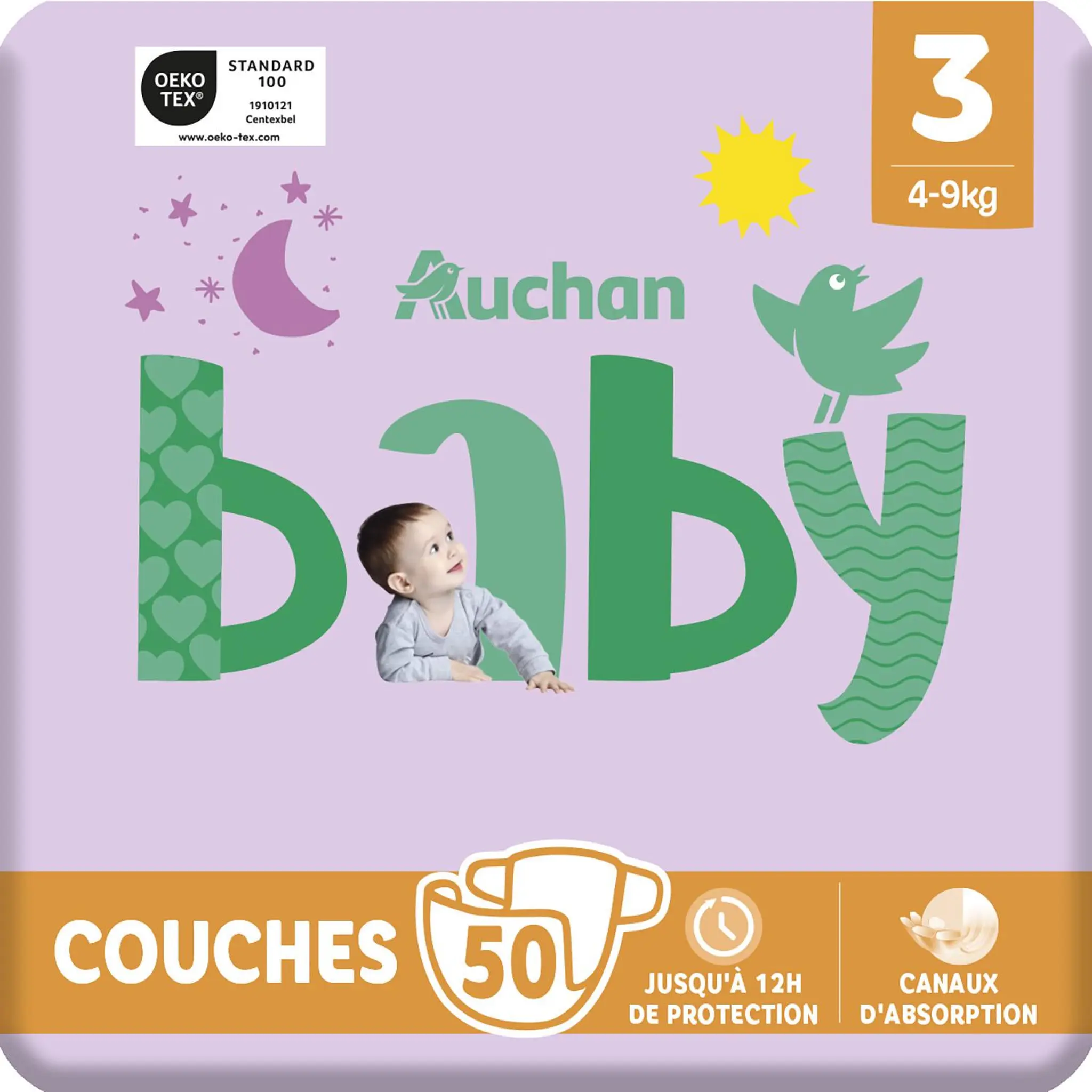 AUCHAN BABY Couches taille 3 (4-9kg)