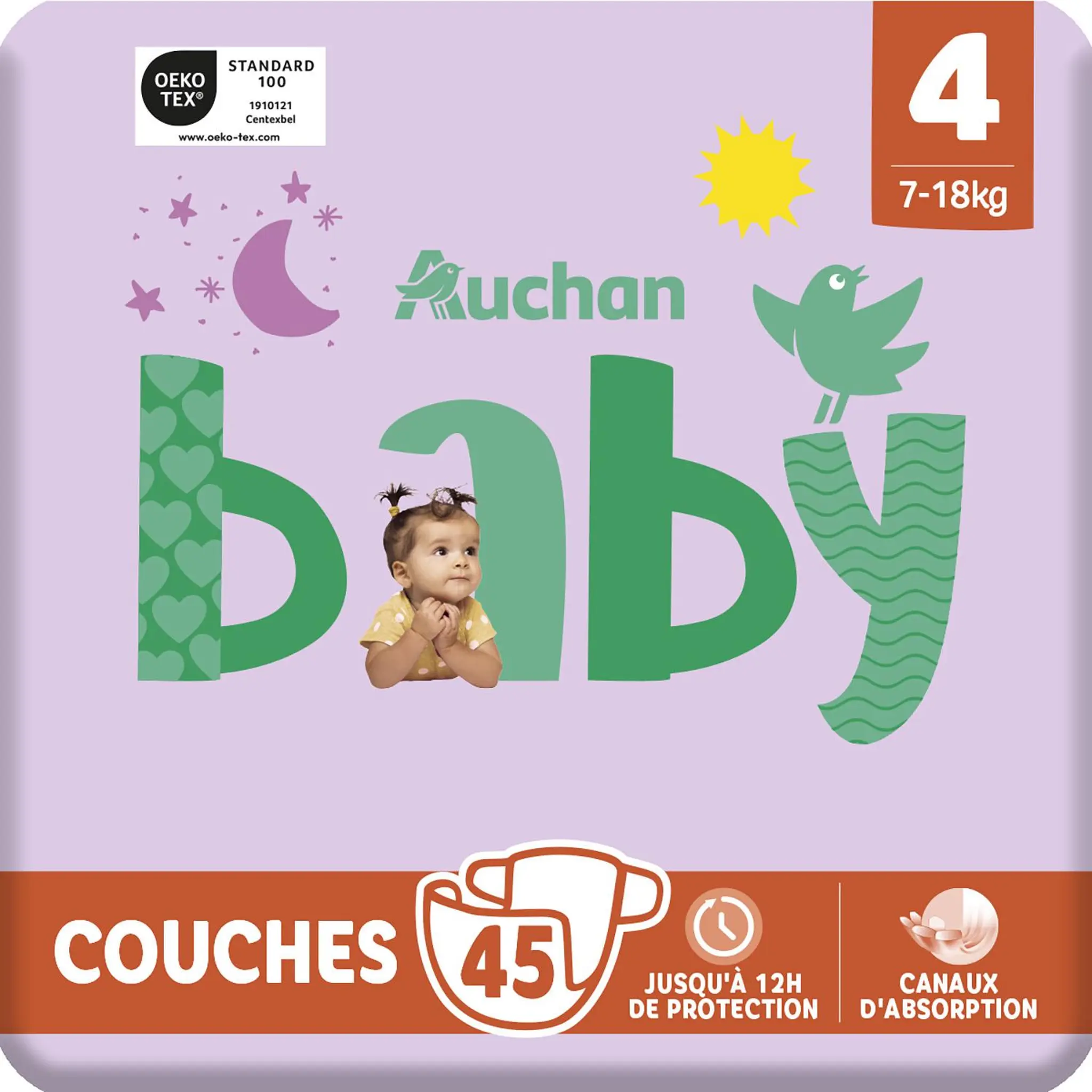 AUCHAN BABY Couches taille 4 (7-18kg)