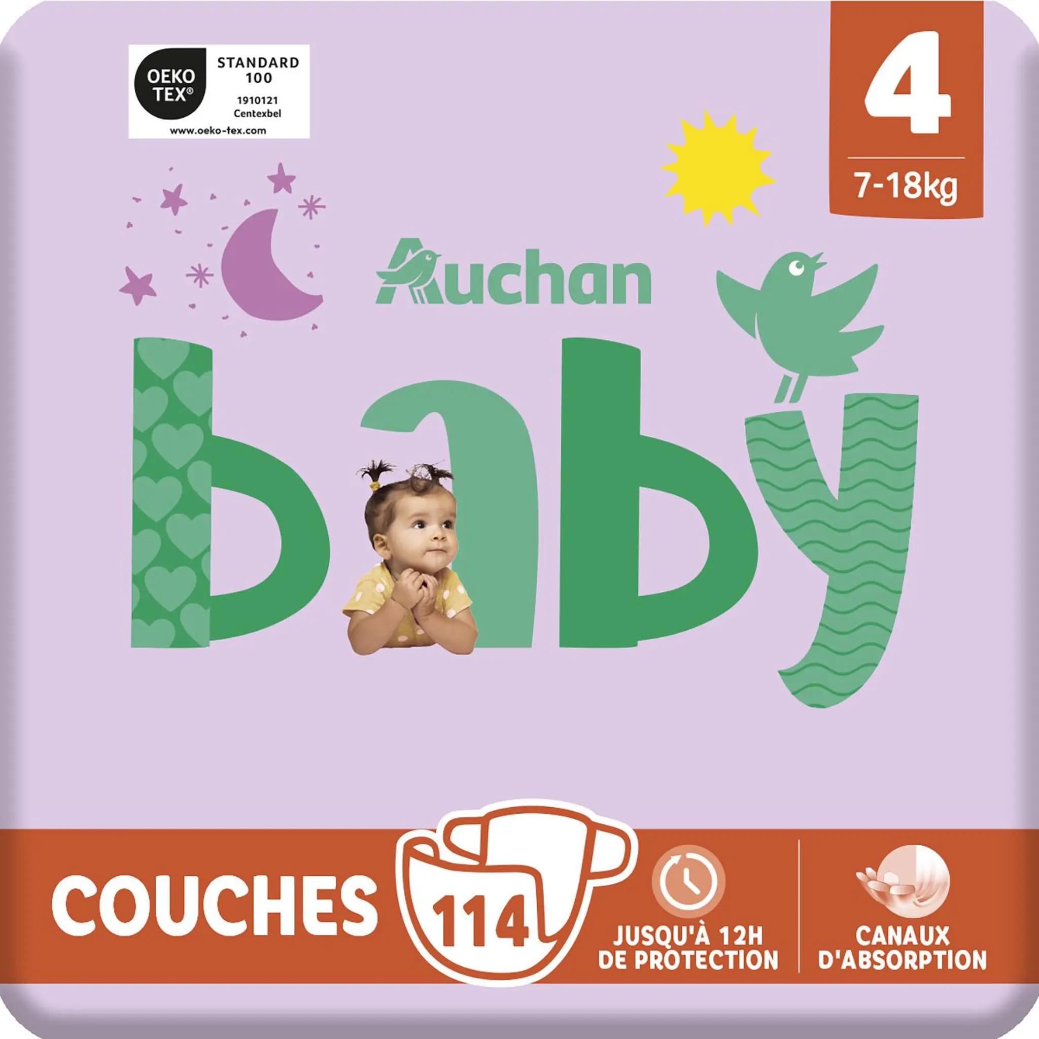 AUCHAN BABY Couches taille 4 (7-18kg)