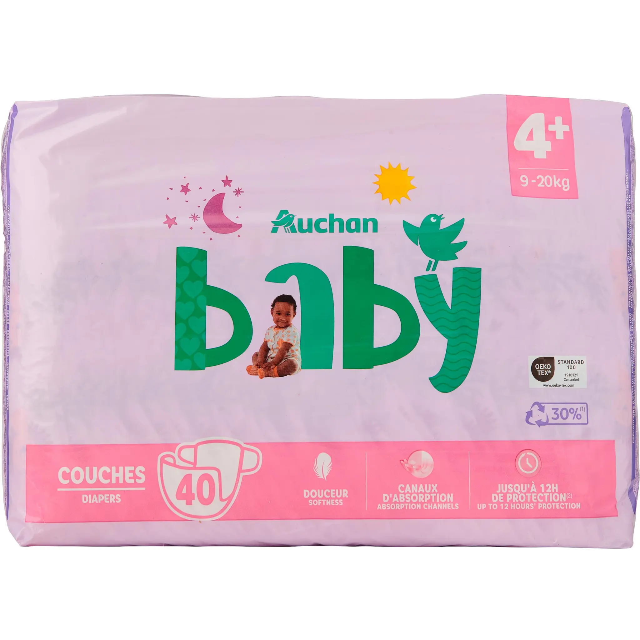 AUCHAN BABY Couches taille 4+ (9-20kg)