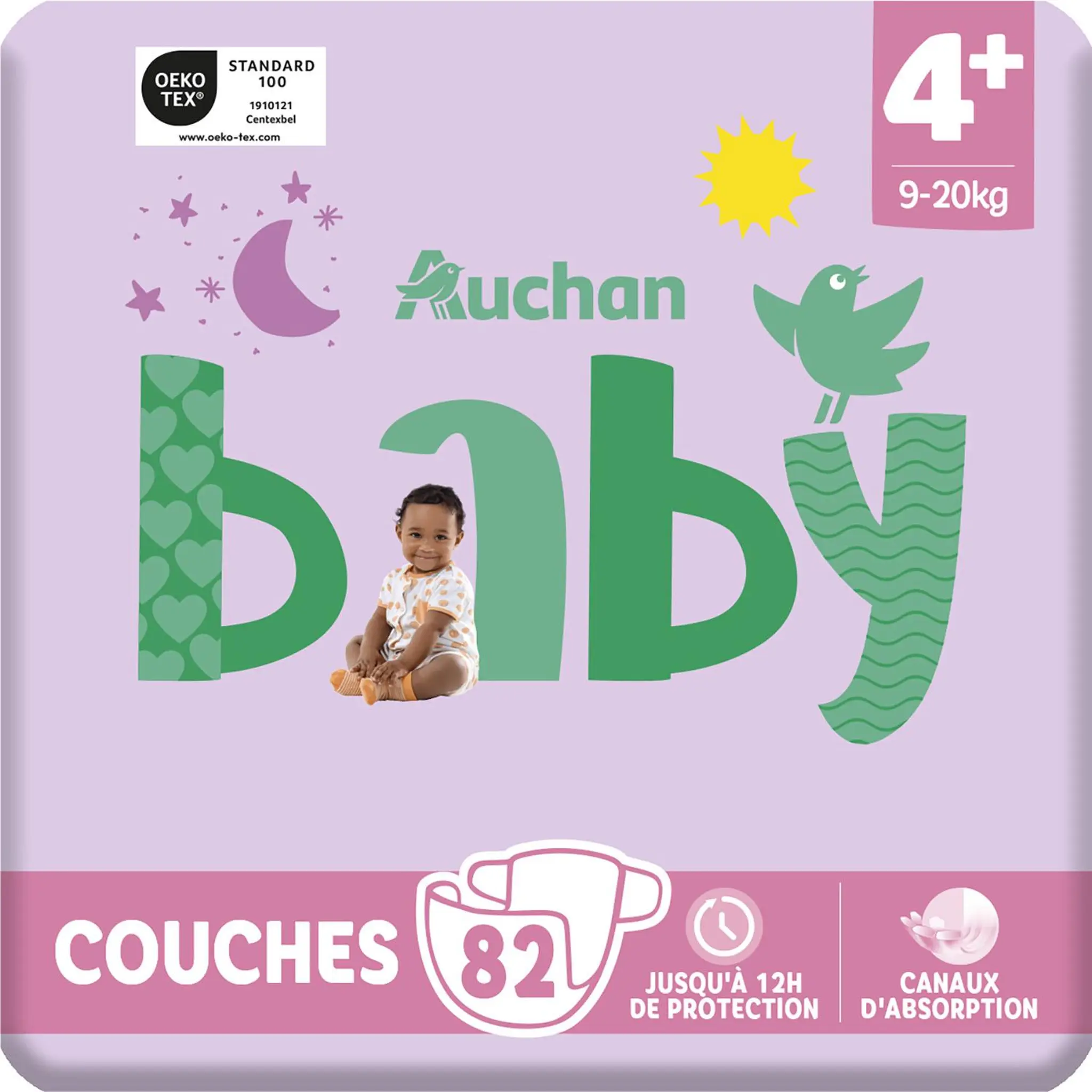 AUCHAN BABY Couches taille 4+ (9-20kg)