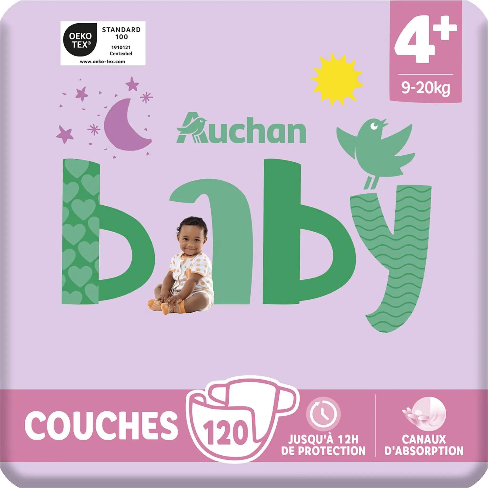 AUCHAN BABY Couches taille 4+ (9-20kg)