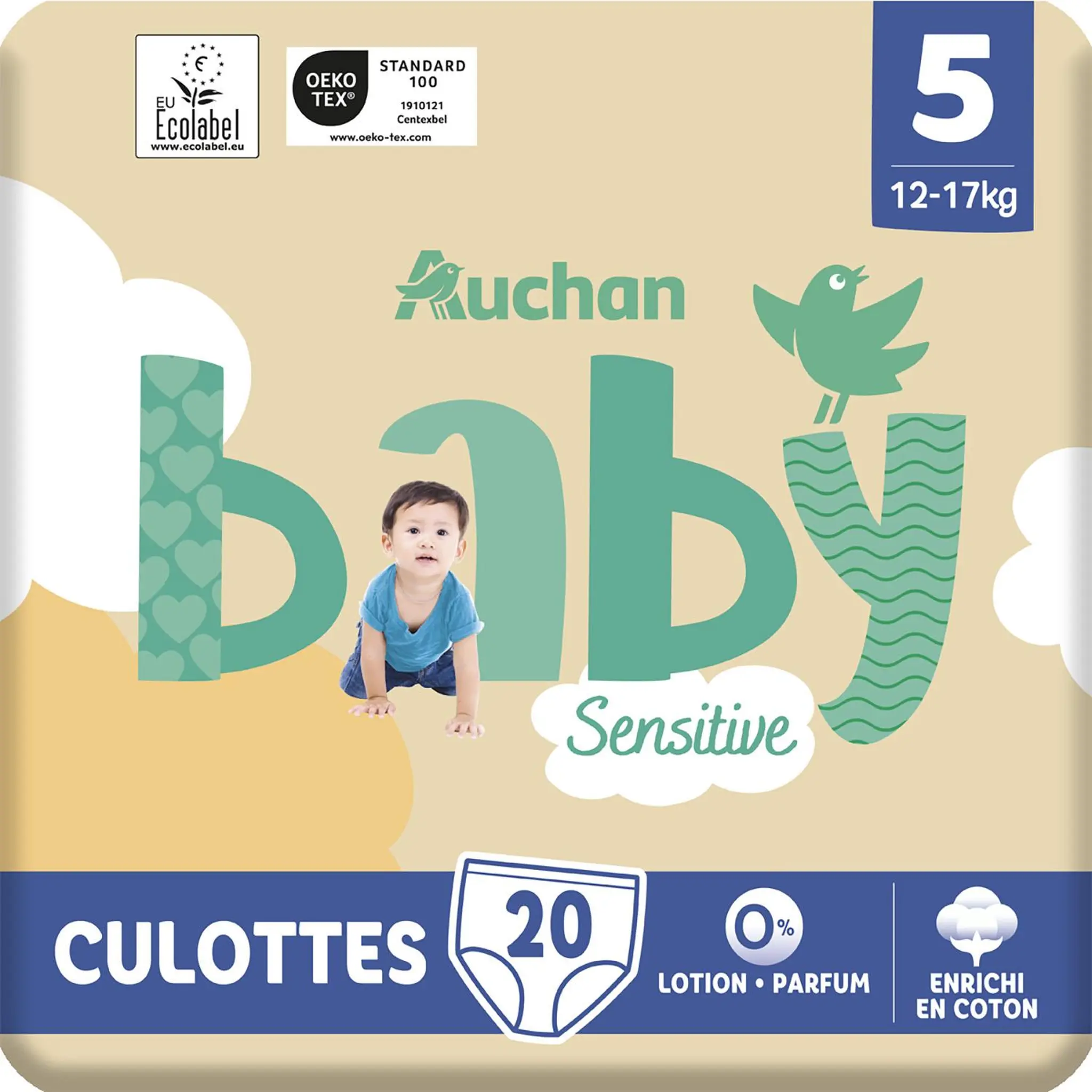 AUCHAN BABY Sensitive Culotte pour bébé taille 5 (12-17kg)