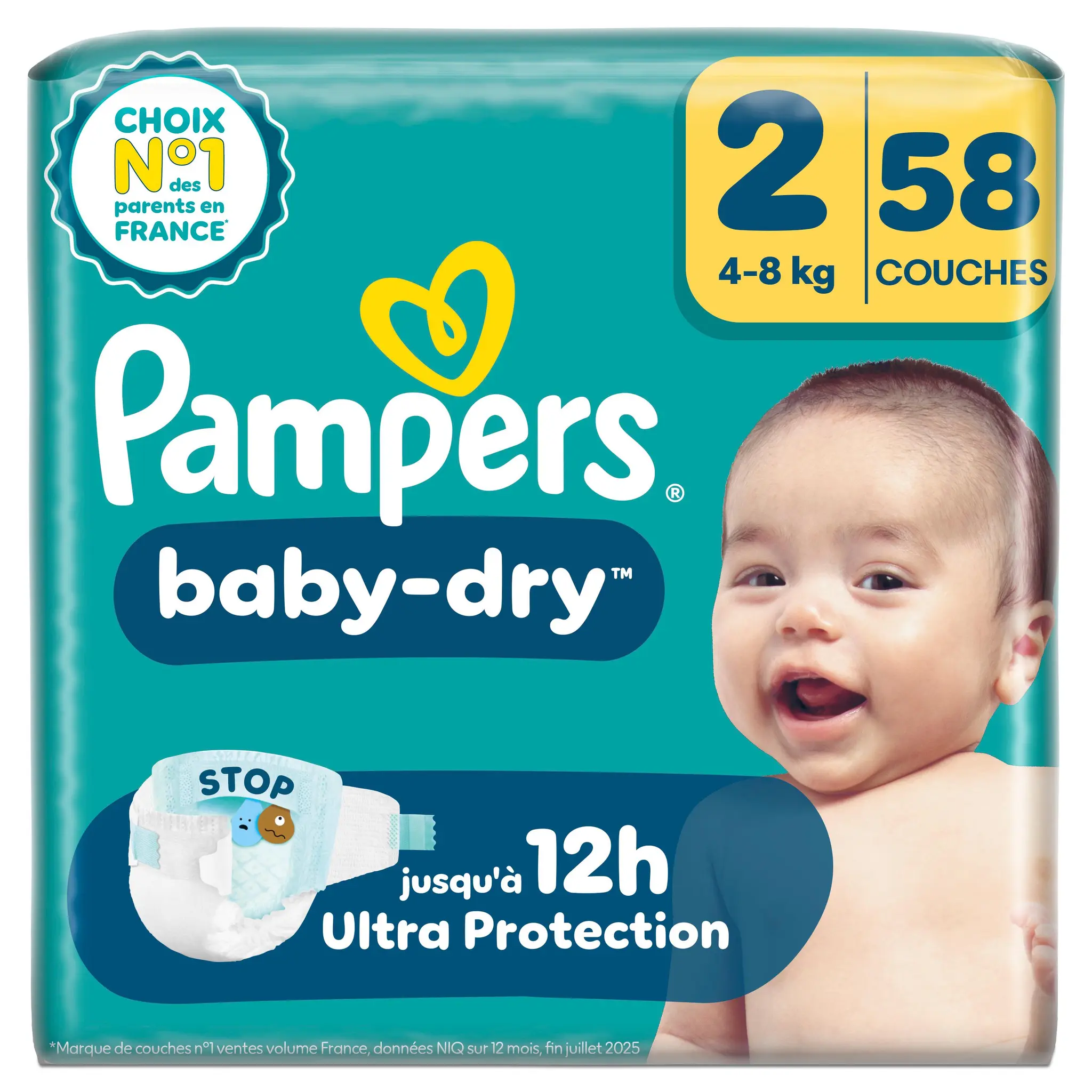 PAMPERS Baby Dry couches taille 2 (4-8kg)