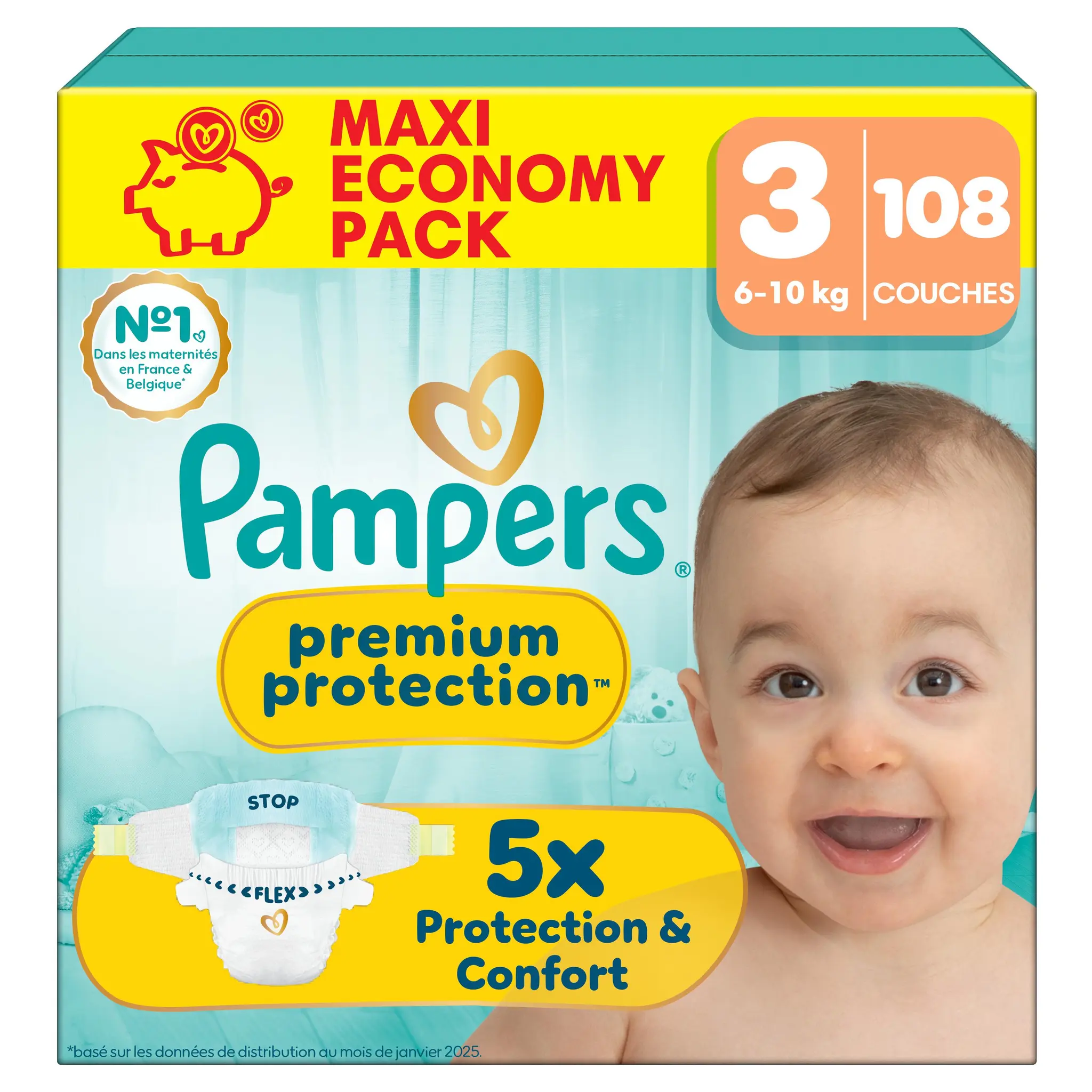 PAMPERS Premium Protection couches taille 3 (6-10kg)
