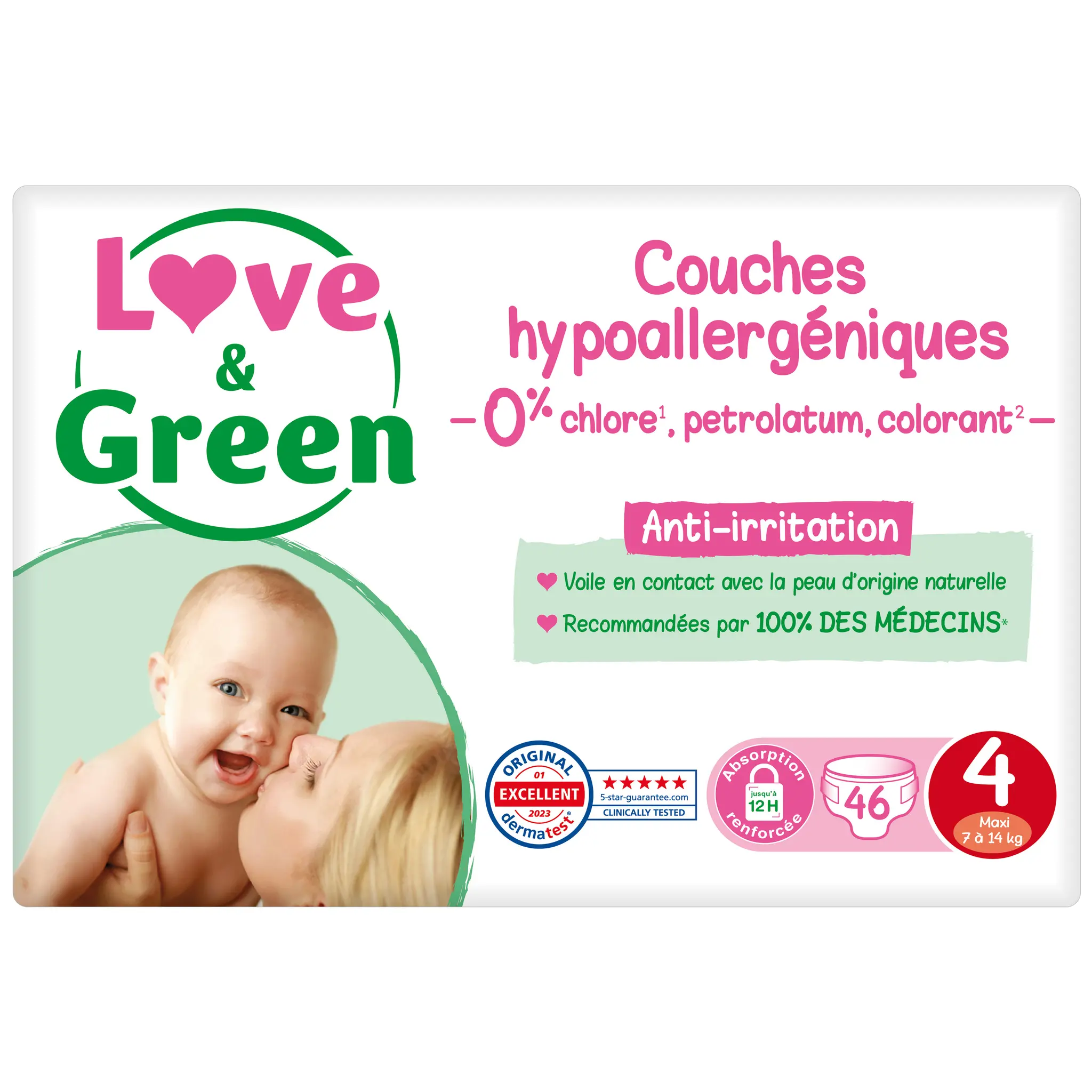 LOVE & GREEN Couches écologiques taille 4 (7-14 kg)