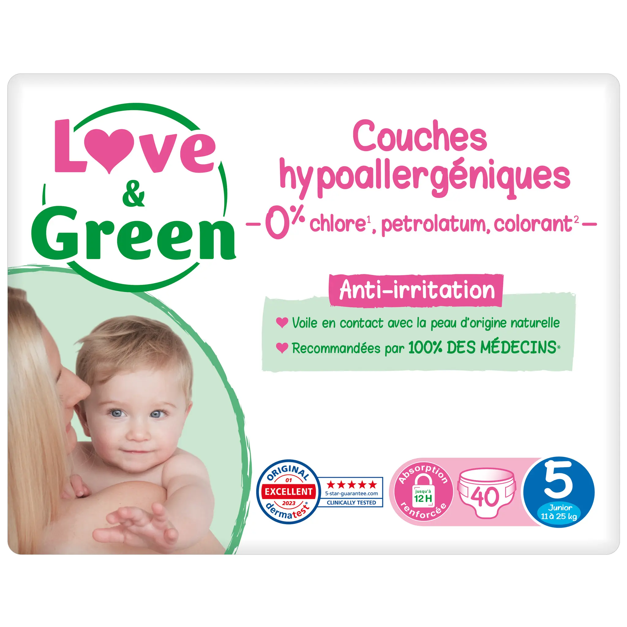 LOVE & GREEN Couches hypoallergéniques taille 5 (11-25kg)