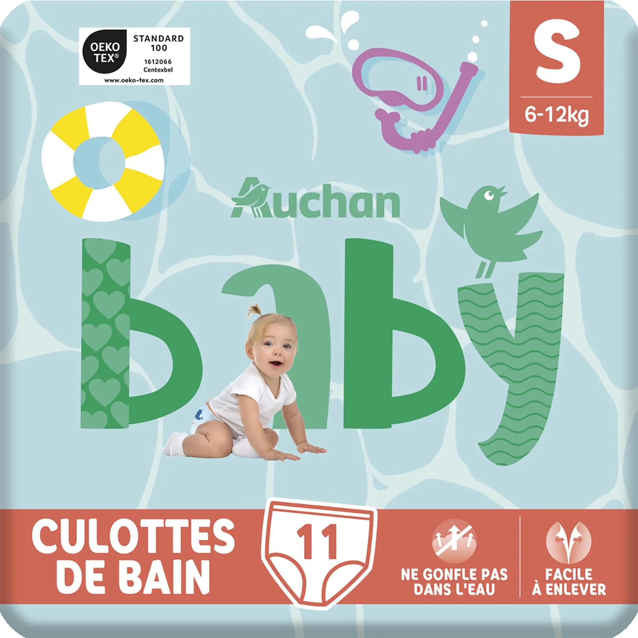 AUCHAN BABY Couches culottes de piscine taille S (6-12kg)