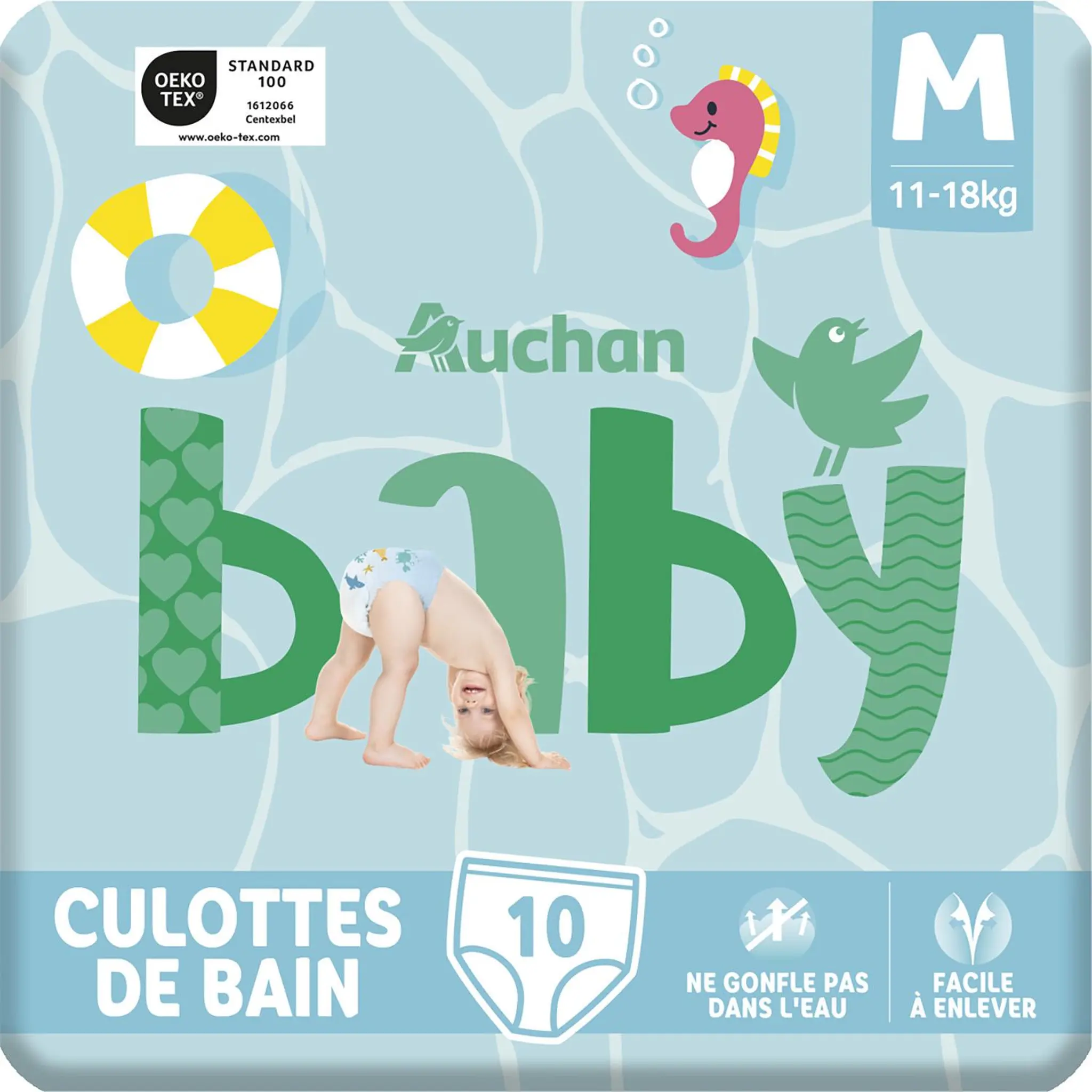 AUCHAN BABY Couches culottes de piscine taille M (11-18kg)
