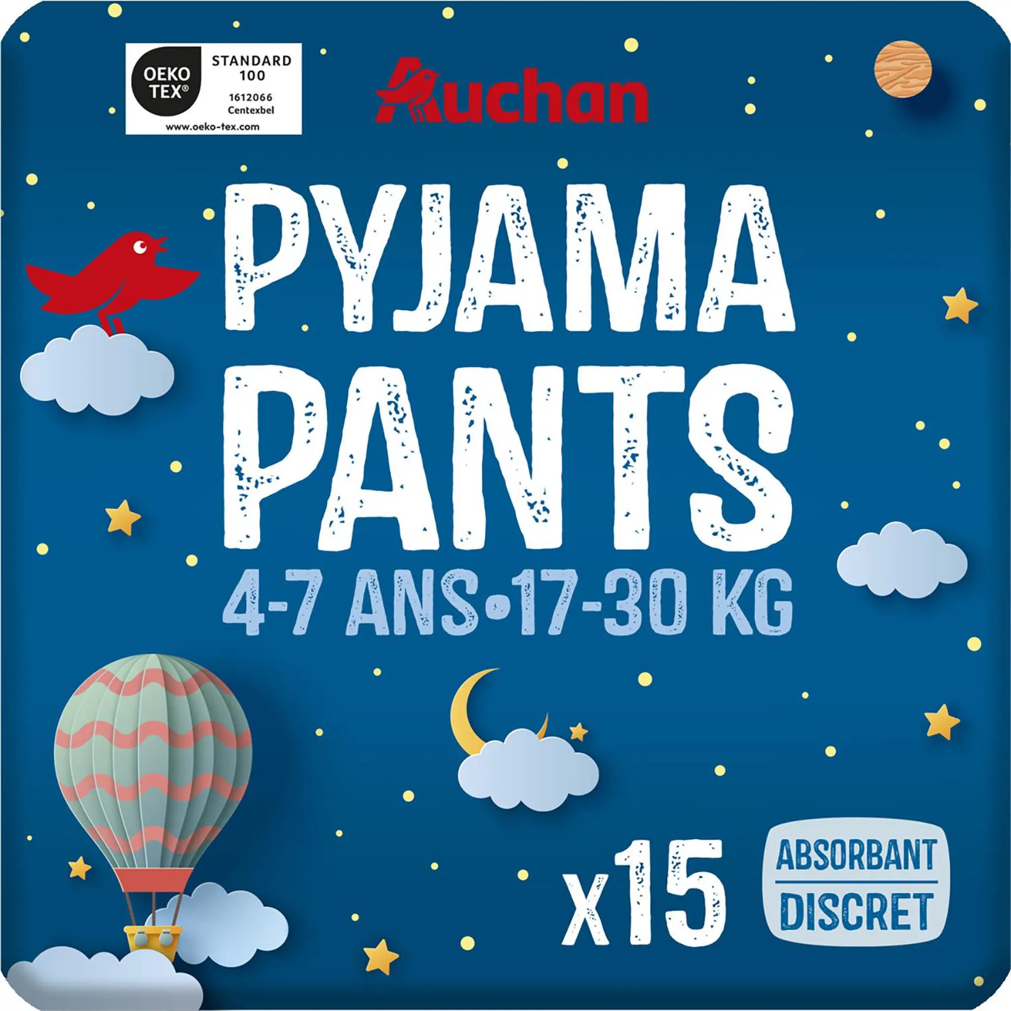 AUCHAN Couches culottes pyjama pants 4-7 ans (17-30kg)