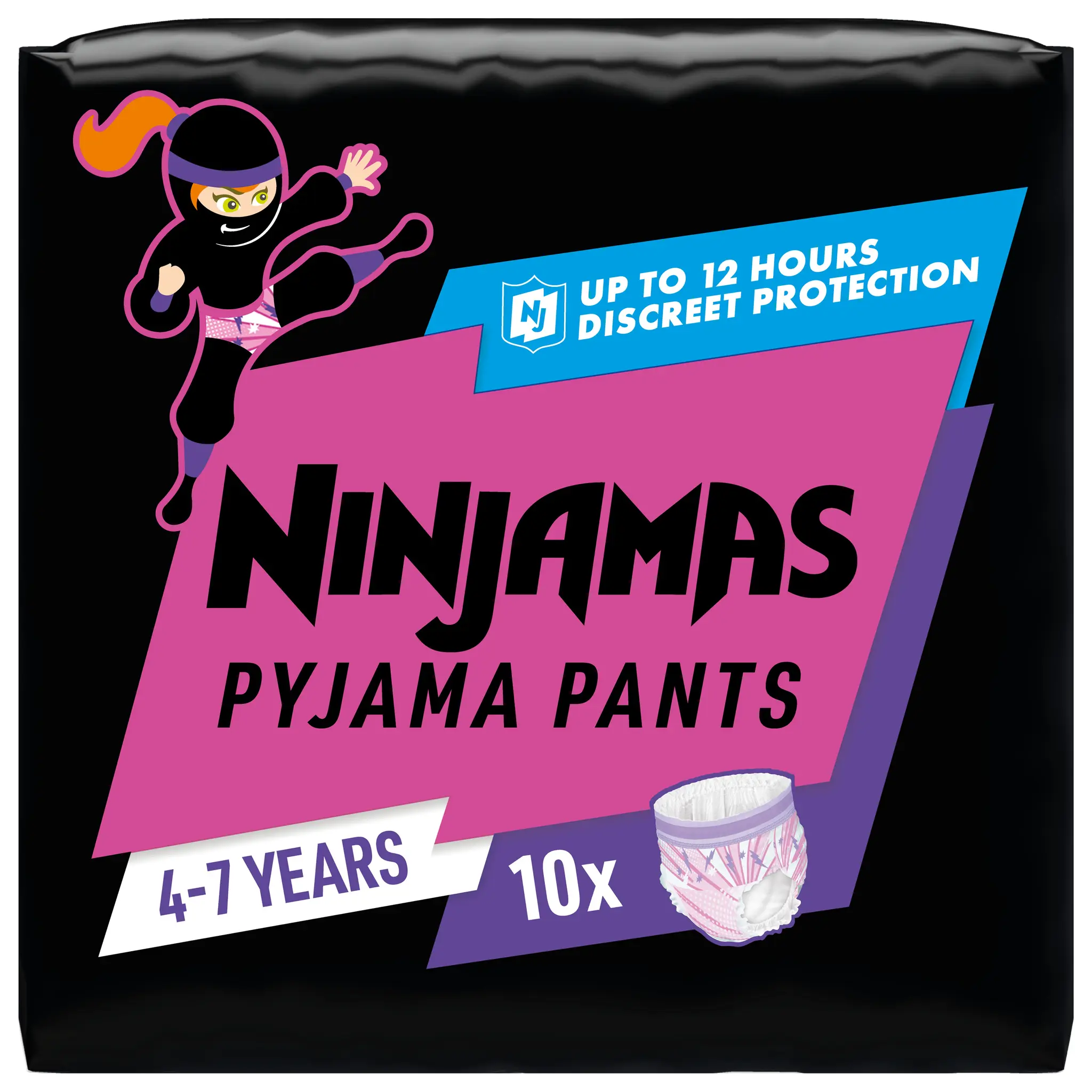 NINJAMAS Pyjama pants Sous-vêtement de nuit absorbant pour filles 4-7 ans (17-30kg)