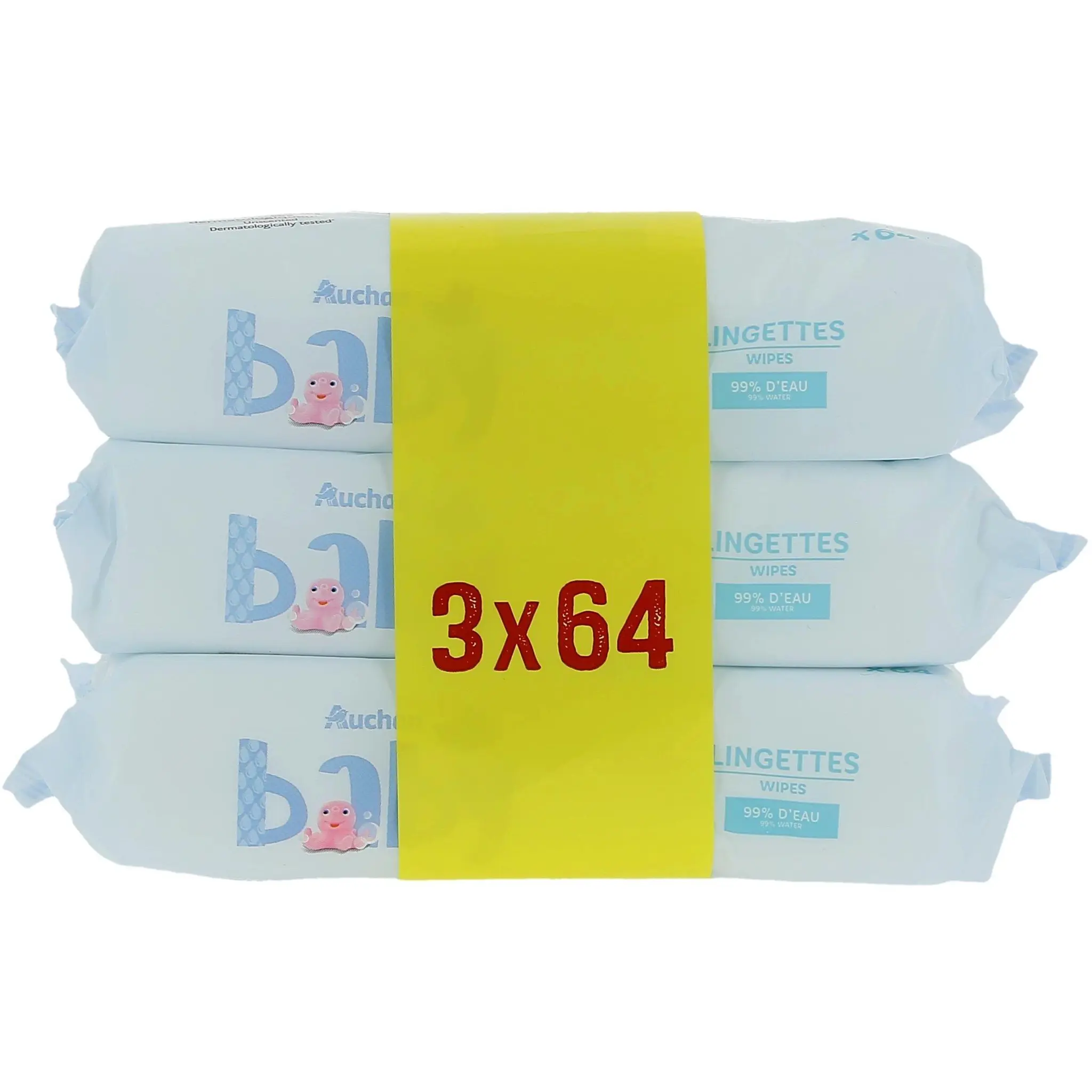 AUCHAN BABY Lingettes à l'eau pure