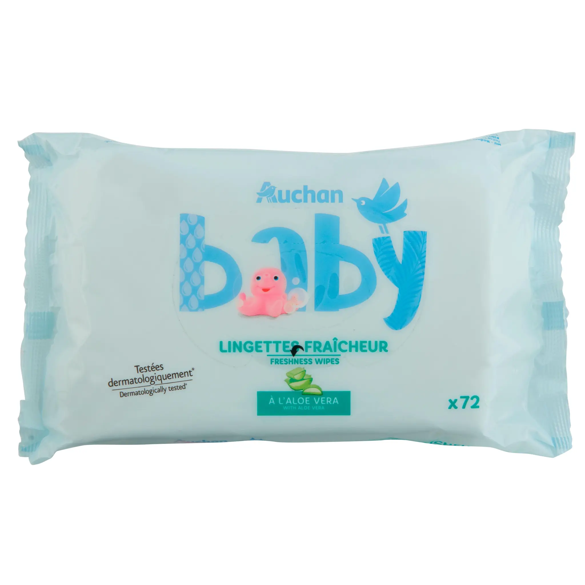AUCHAN BABY Lingettes fraicheur à l'aloé vera