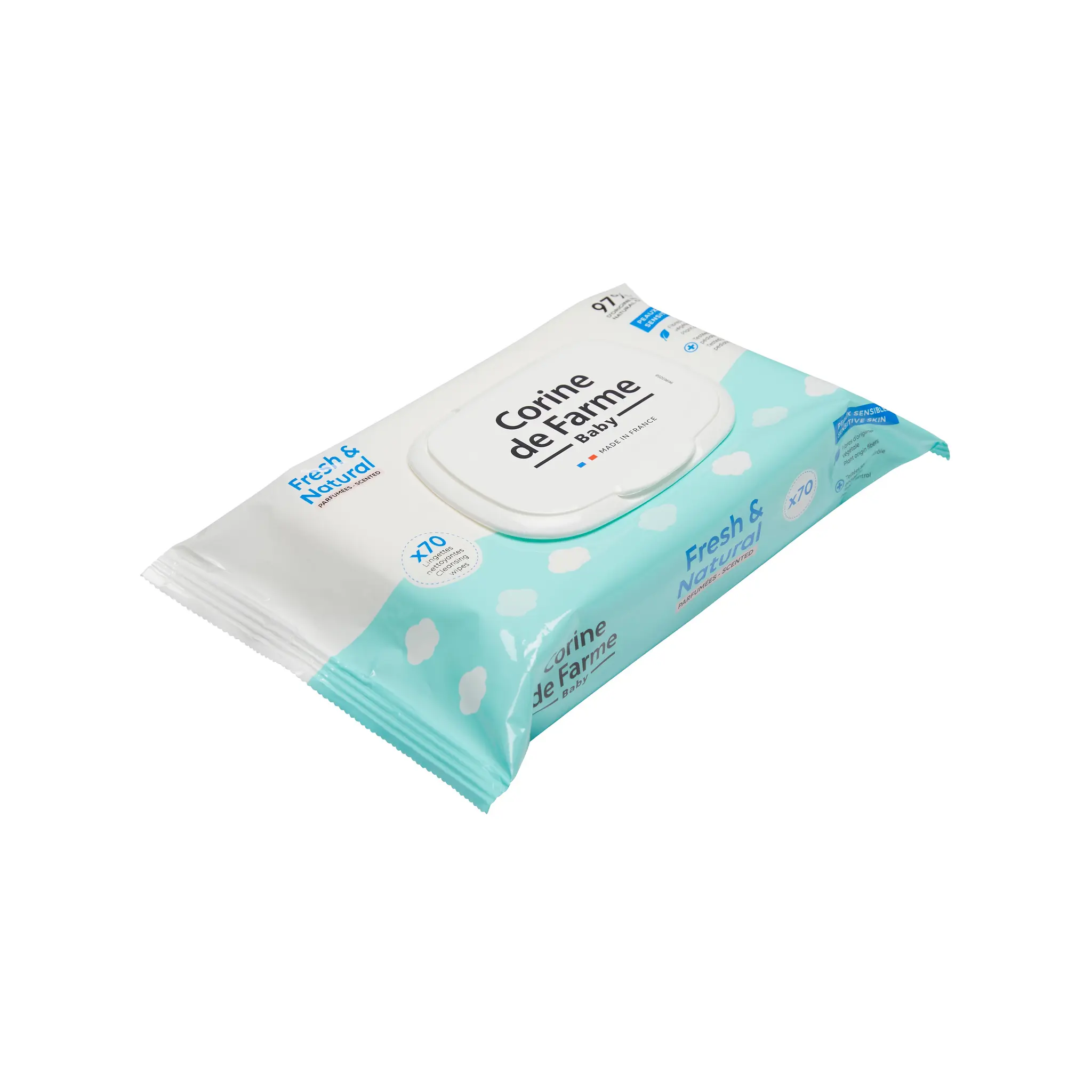 CORINE DE FARME Lingettes nettoyantes parfumés pour bébé peaux sensibles