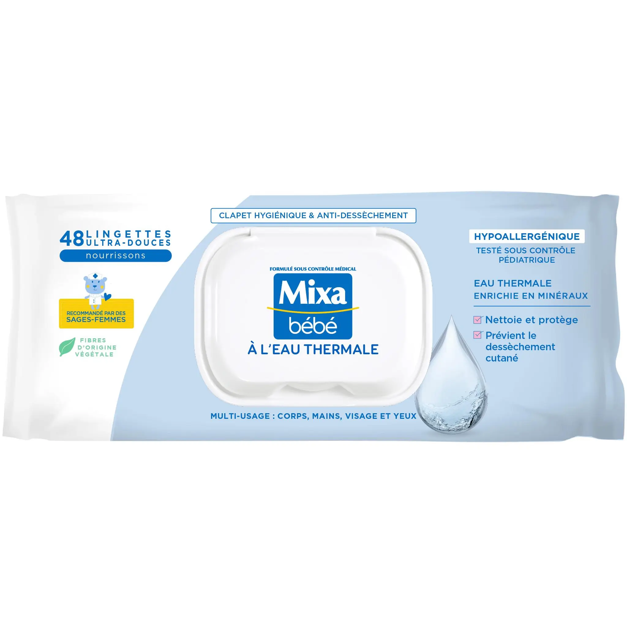 MIXA BEBE Lingettes ultra-douces à l'eau thermale