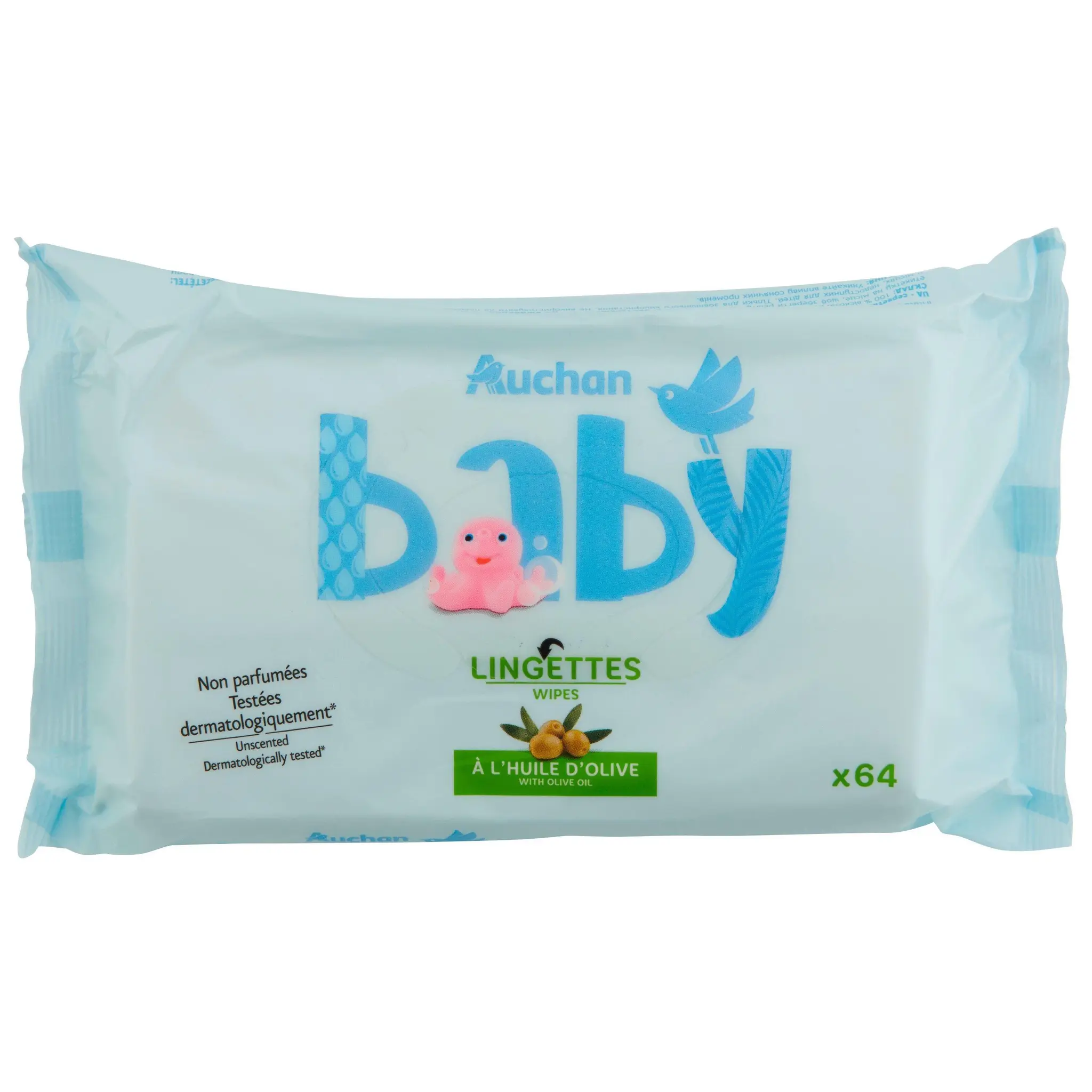 AUCHAN BABY Lingettes à l'huile d'olive