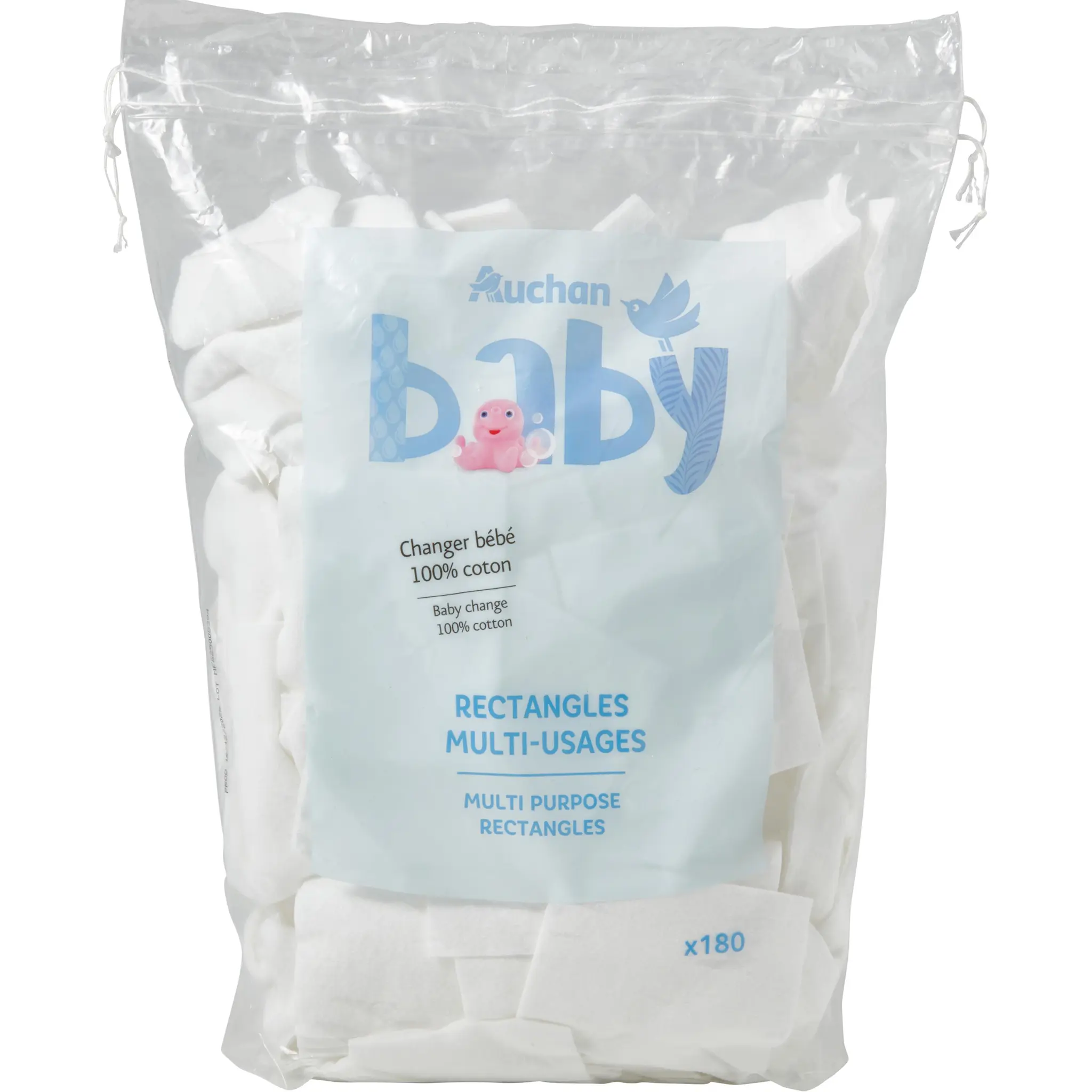 AUCHAN BABY Coton rectangles pour bébé