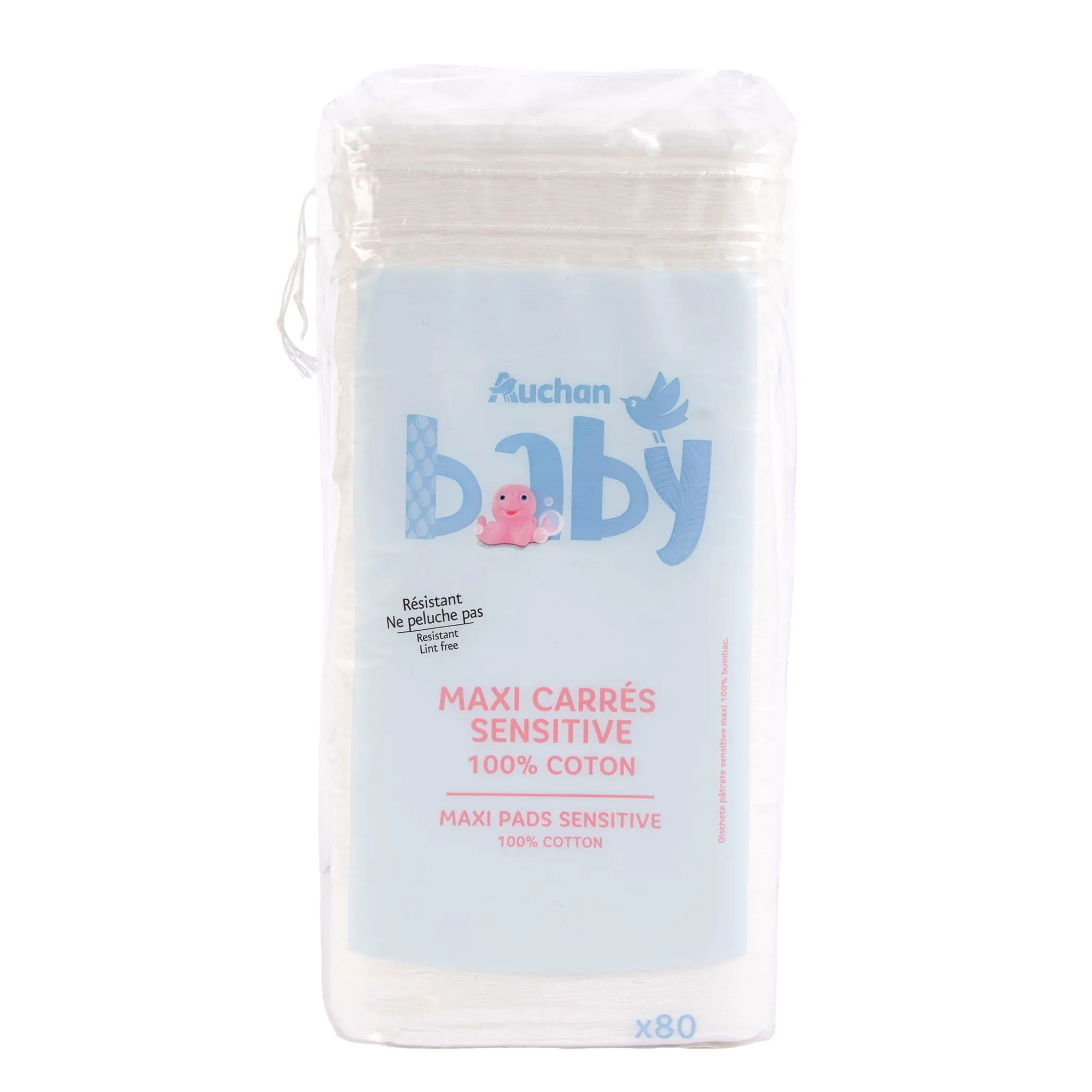 AUCHAN BABY Maxi carrés coton sensitive 100% coton