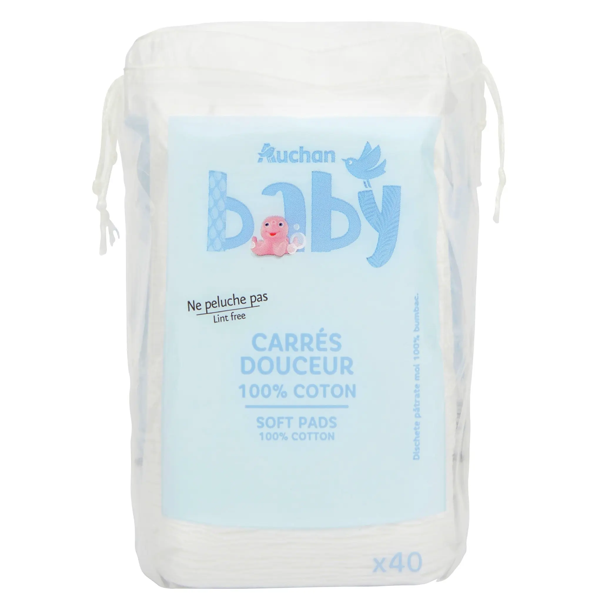 AUCHAN BABY Coton carrés douceur pour bébé