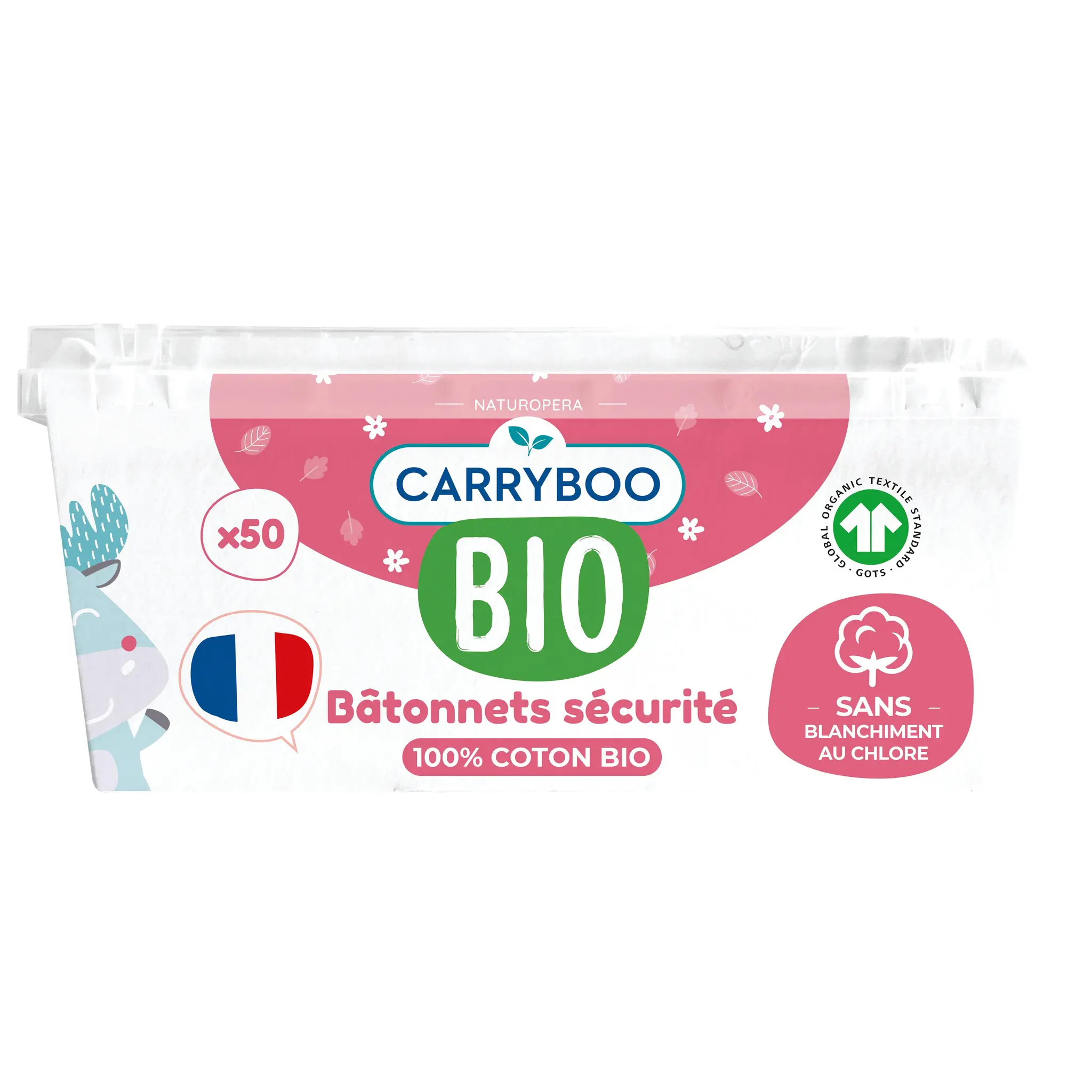 CARRYBOO Cotons-tiges sécurité bio pour bébé