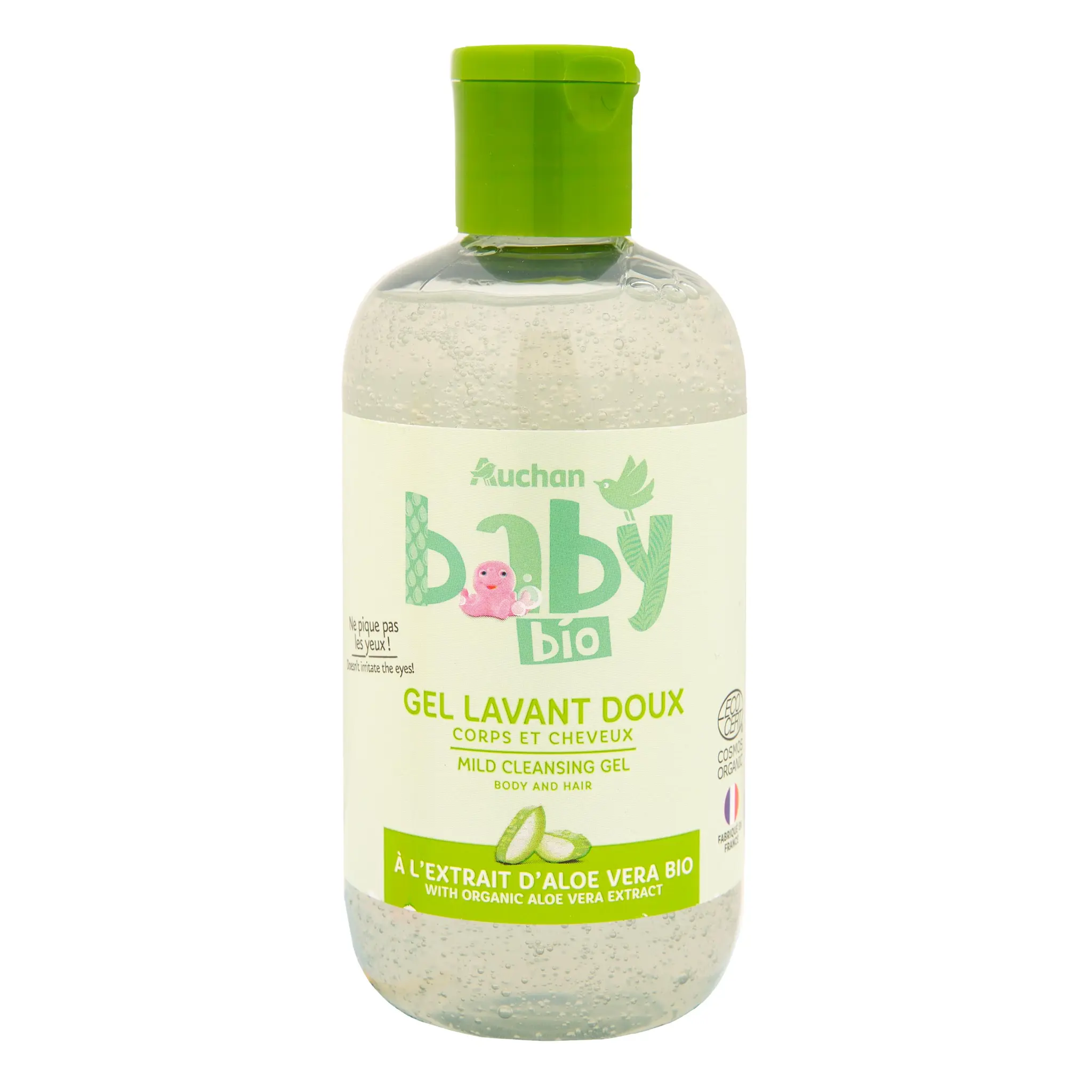 AUCHAN BABY BIO Gel lavant doux à l'aloé vera bio pour bébé