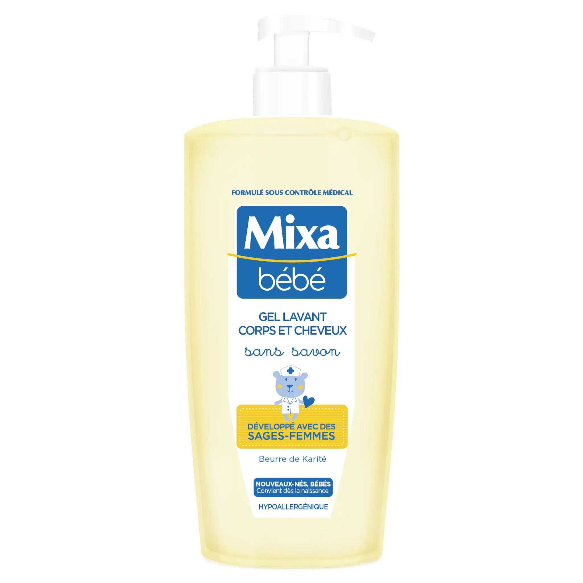 MIXA BEBE Gel lavant corps et cheveux sans savon au beurre de karité