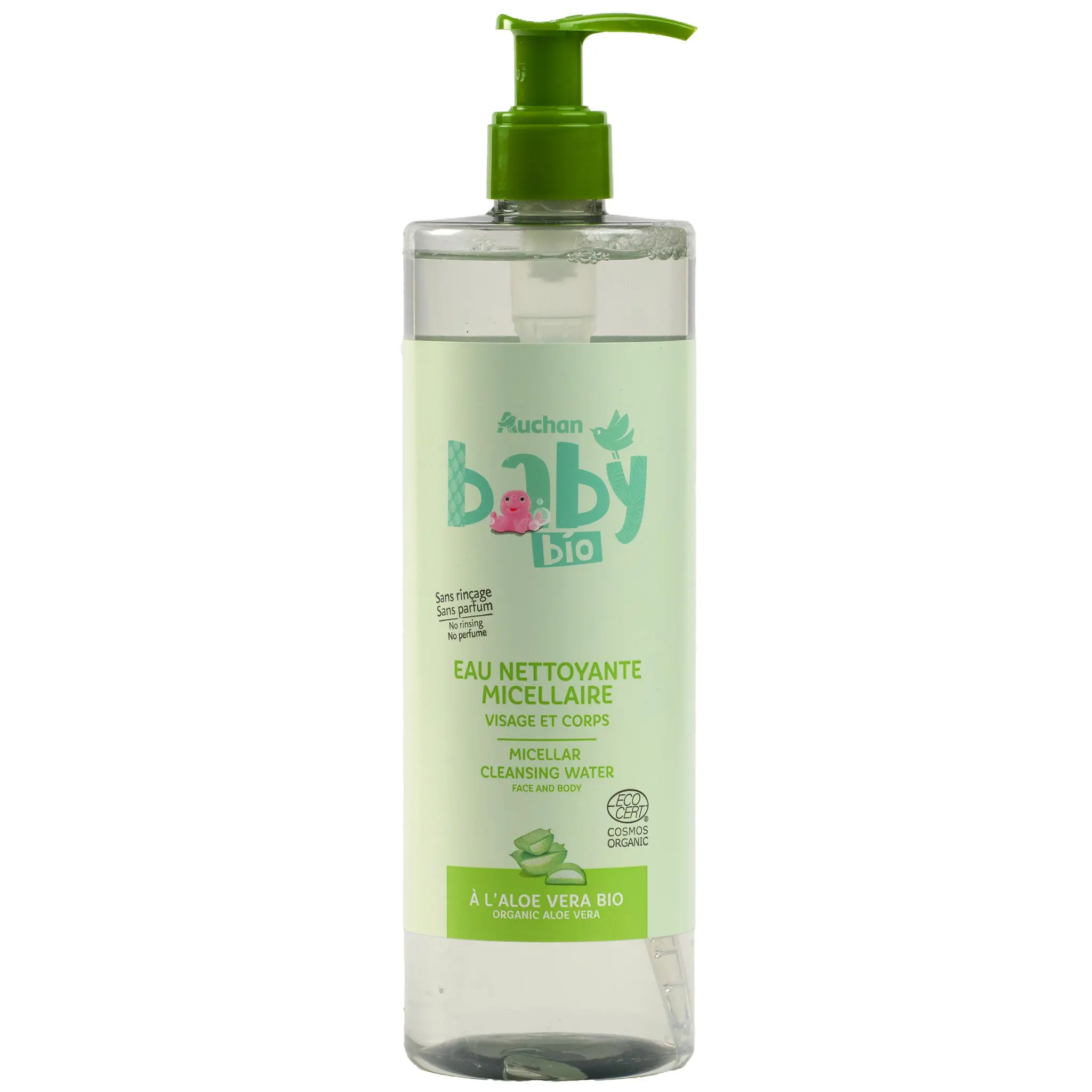 AUCHAN BABY BIO Eau nettoyante micellaire bio visage et corps pour bébé