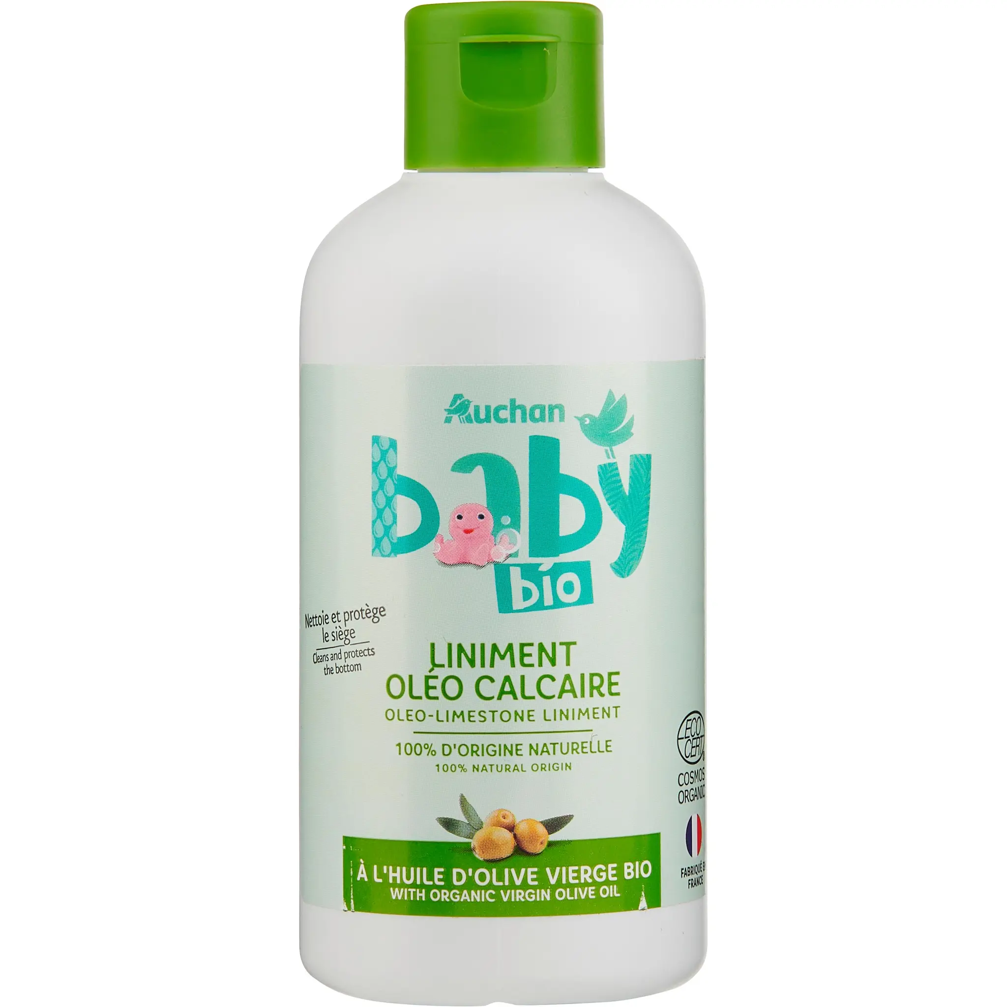 AUCHAN BABY BIO Liniment oléo calcaire à l'huile d'olive vierge bio