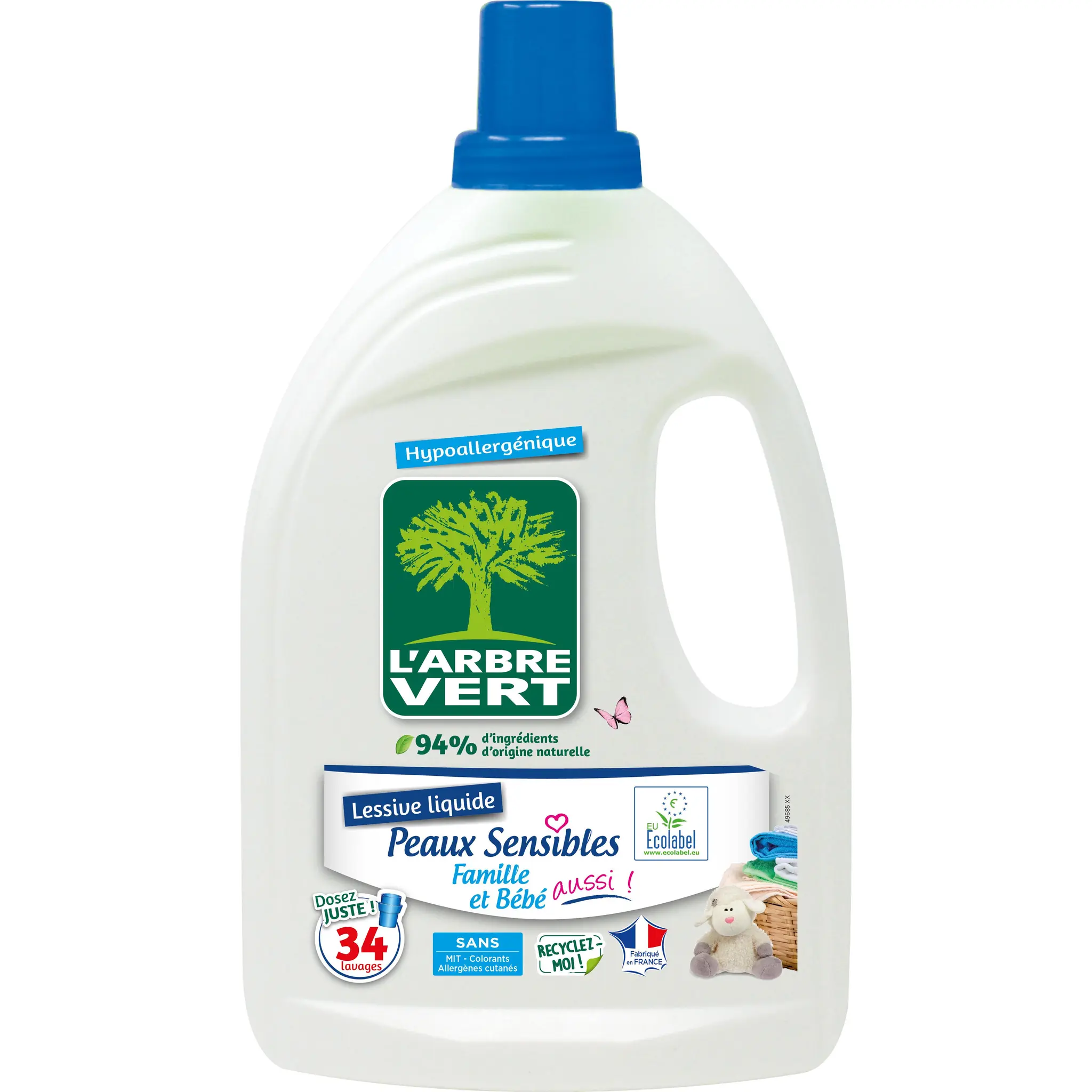 L'ARBRE VERT Lessive liquide hypoallergénique peaux sensibles