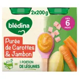 BLEDINA Petit pot purée de carottes jambon dès 6 mois