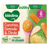 BLEDINA Petit pot carottes semoule dinde dès 6 mois