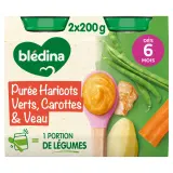 BLEDINA Petit pot haricots verts carottes veau dès 6 mois