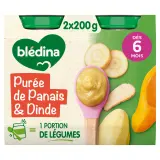 BLEDINA Petit pot purée de panais et dinde dés 6 mois
