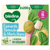 BLEDINA Petit pot épinards semoule et merlu blanc dès 6 mois