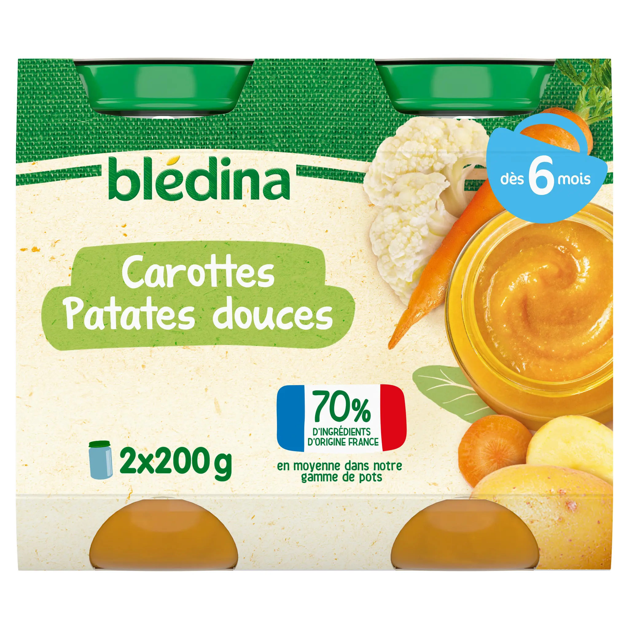 BLEDINA Petit pot carottes patates douces dès 6 mois