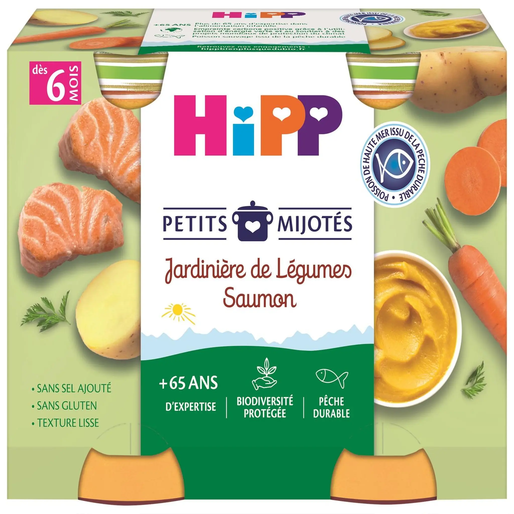 HIPP Petits mijotés petit pot jardinière de légumes saumon dès 6 mois