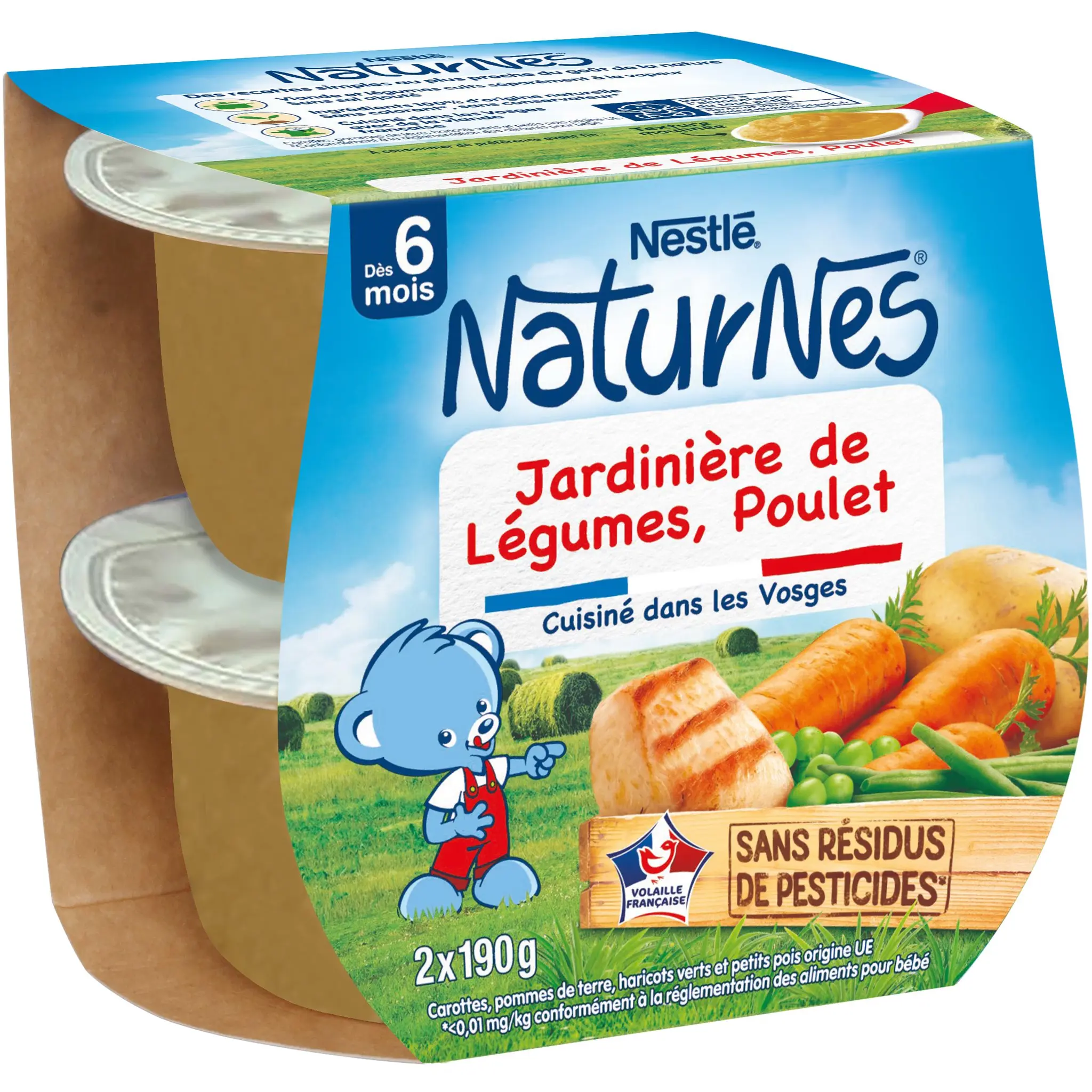 NATURNES Petits pots de jardinière de légumes et poulet dès 6 mois