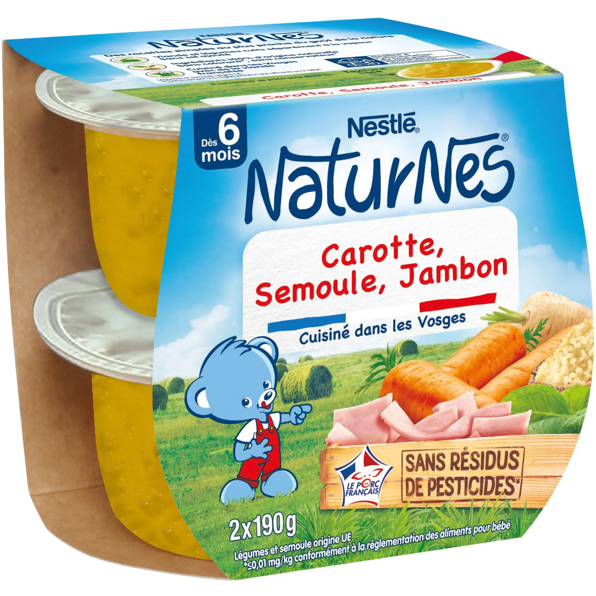 NATURNES Bols Carotte semoule jambon dès 6 mois