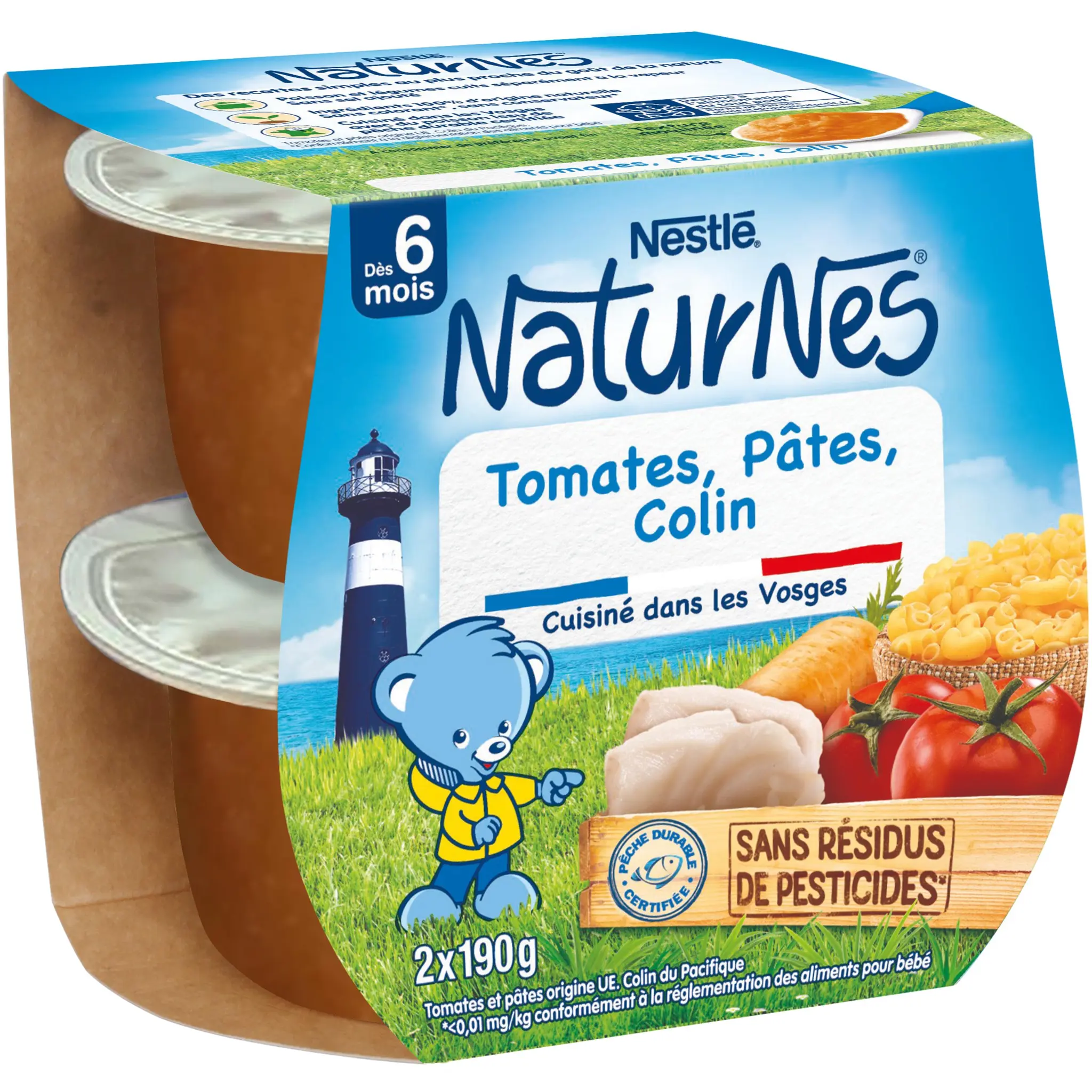 NATURNES Petits pots de tomates pâtes et colin dès 6 mois