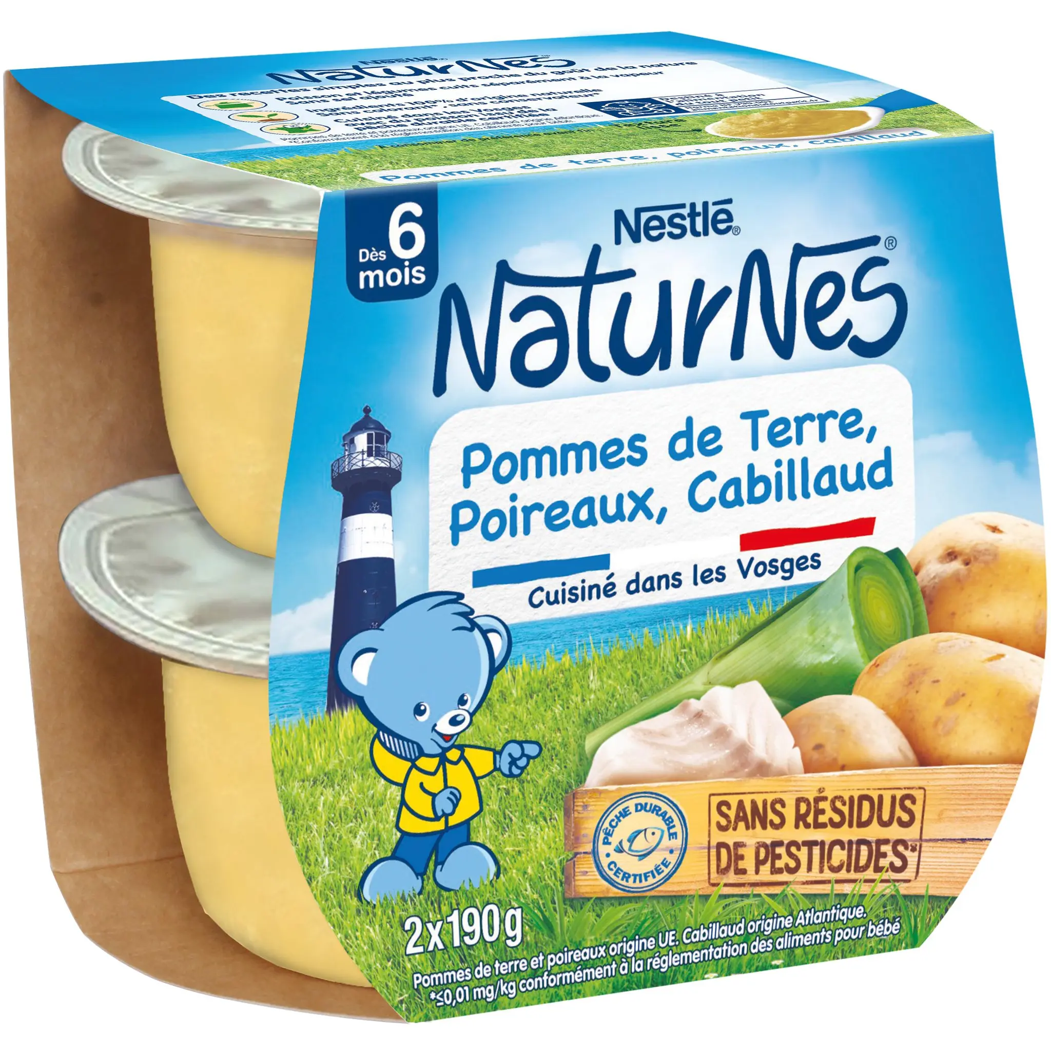 NATURNES Bols purée de pommes de terre poireaux et cabillaud dès 6 mois