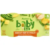 AUCHAN BABY BIO Bol haricots verts et poulet bio dès 6 mois