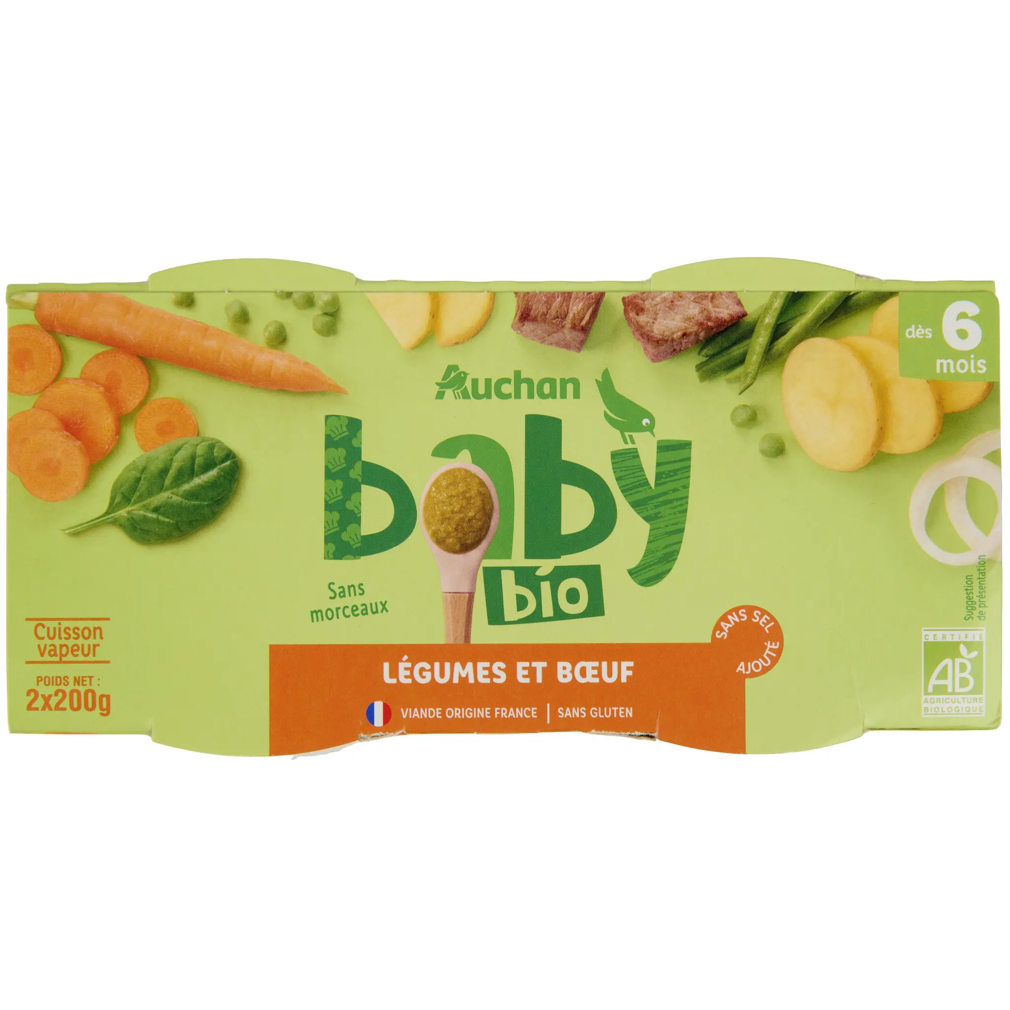 AUCHAN BABY BIO Bol légumes et boeuf dès 6 mois